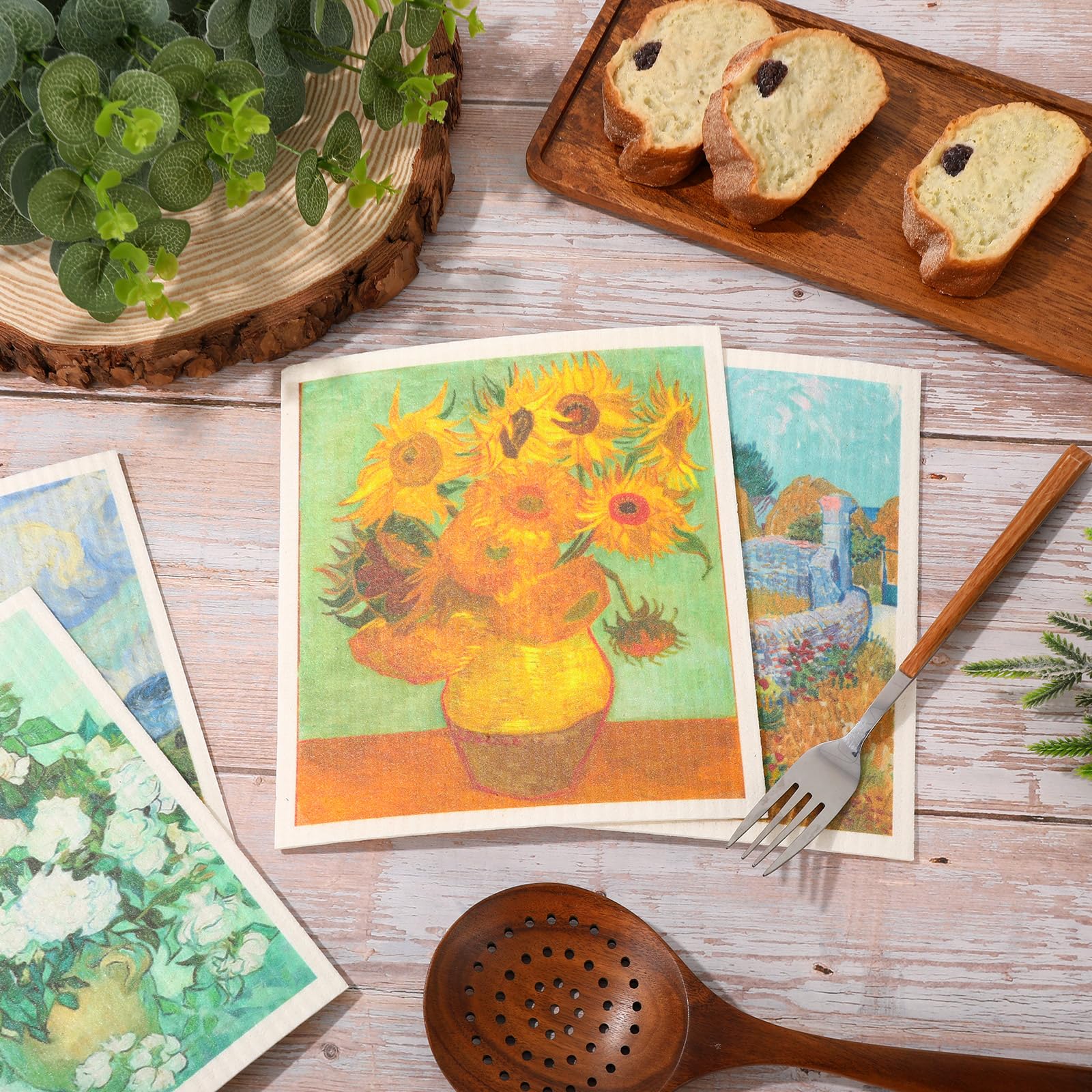 Jarthenaamcs Van Gogh Painting Swedish Kitchen Dishcloth 8 Designs Cotton Kitchen Towel Absorbent Dish Towel For Housewarming Cl