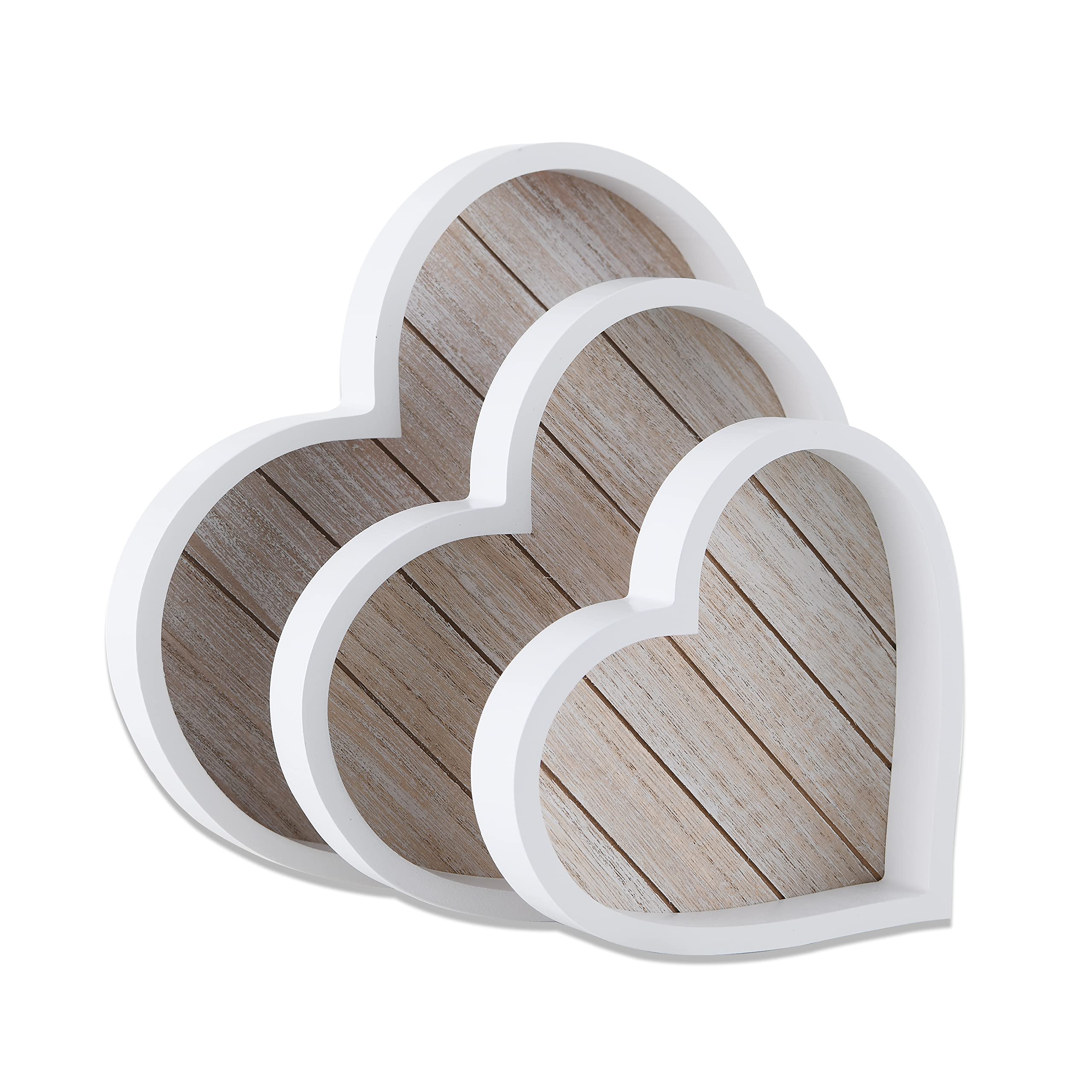 Wooden Heart Tray For Ottoman Coffee Table Tray D  Cor Set Of 3 (Heart)