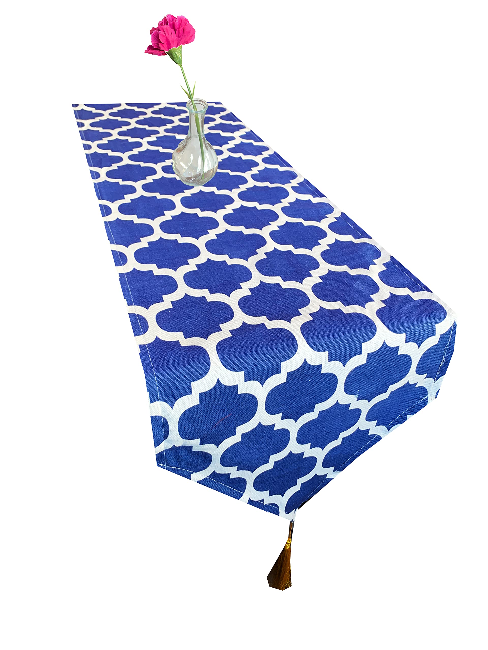 PINK PARROT Cotton Blue Colour 12x72 inch Table Runner 1pc005