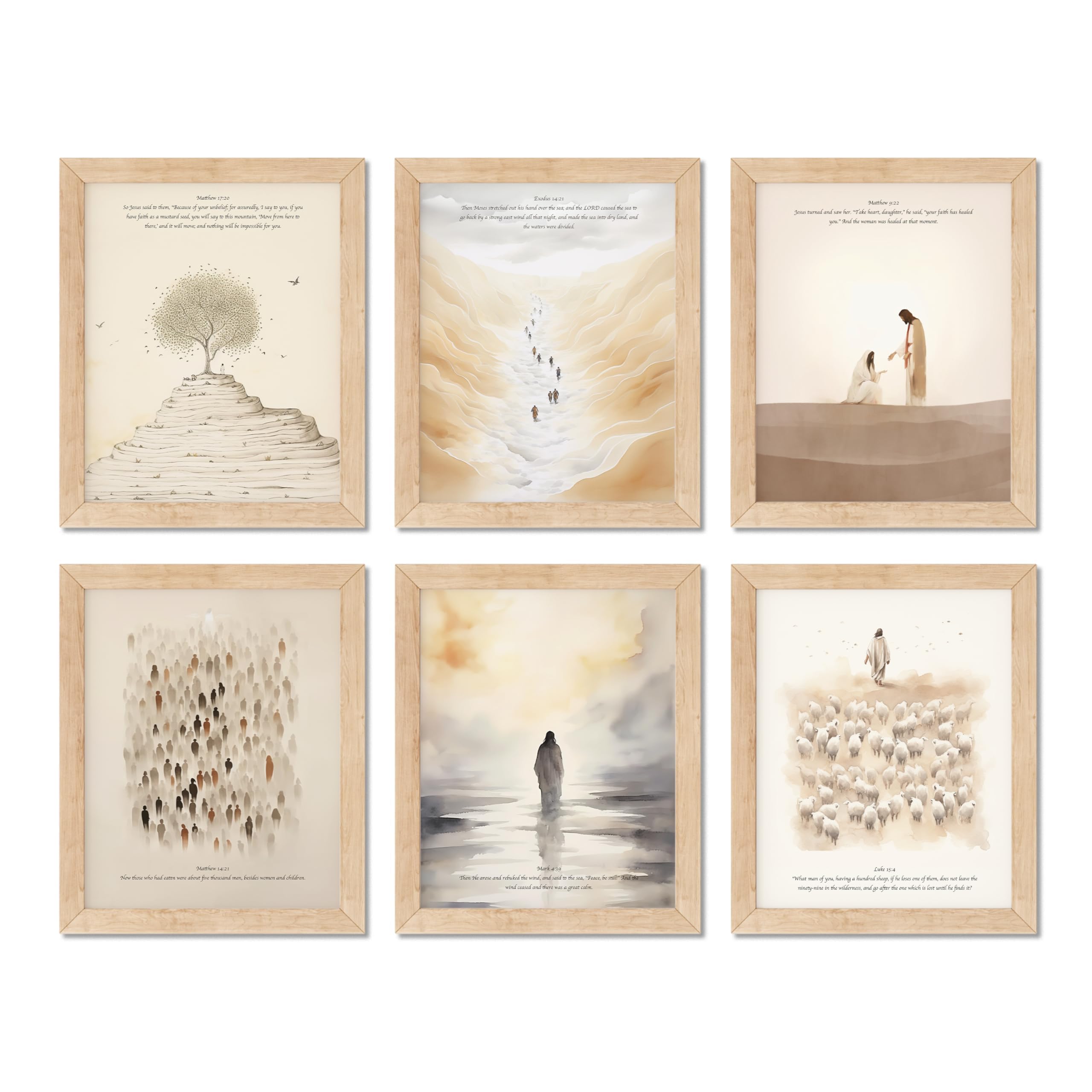 TwoDays Christian Wall Art, Bible Verses Wall Decor, Scripture Classroom Painting, Jesus Poster, Bible Story Artwork for Home. (