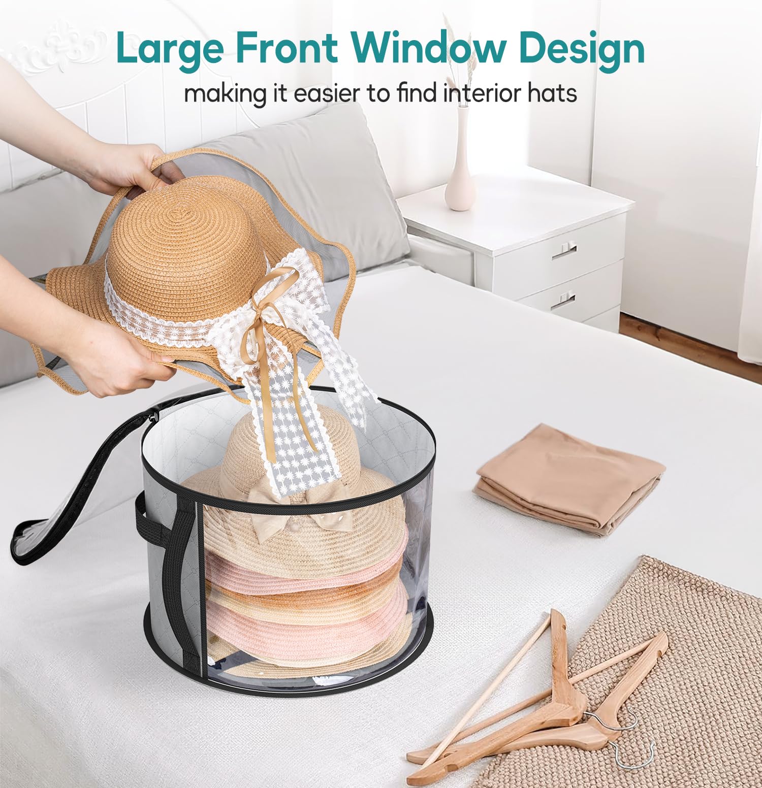 Aooda Oversized Clear Hat Storage Bag For Women, Holds Up To 7 Caps Cowboy Hat Organizer For Closet, Wide Brims Hat Case With Ca