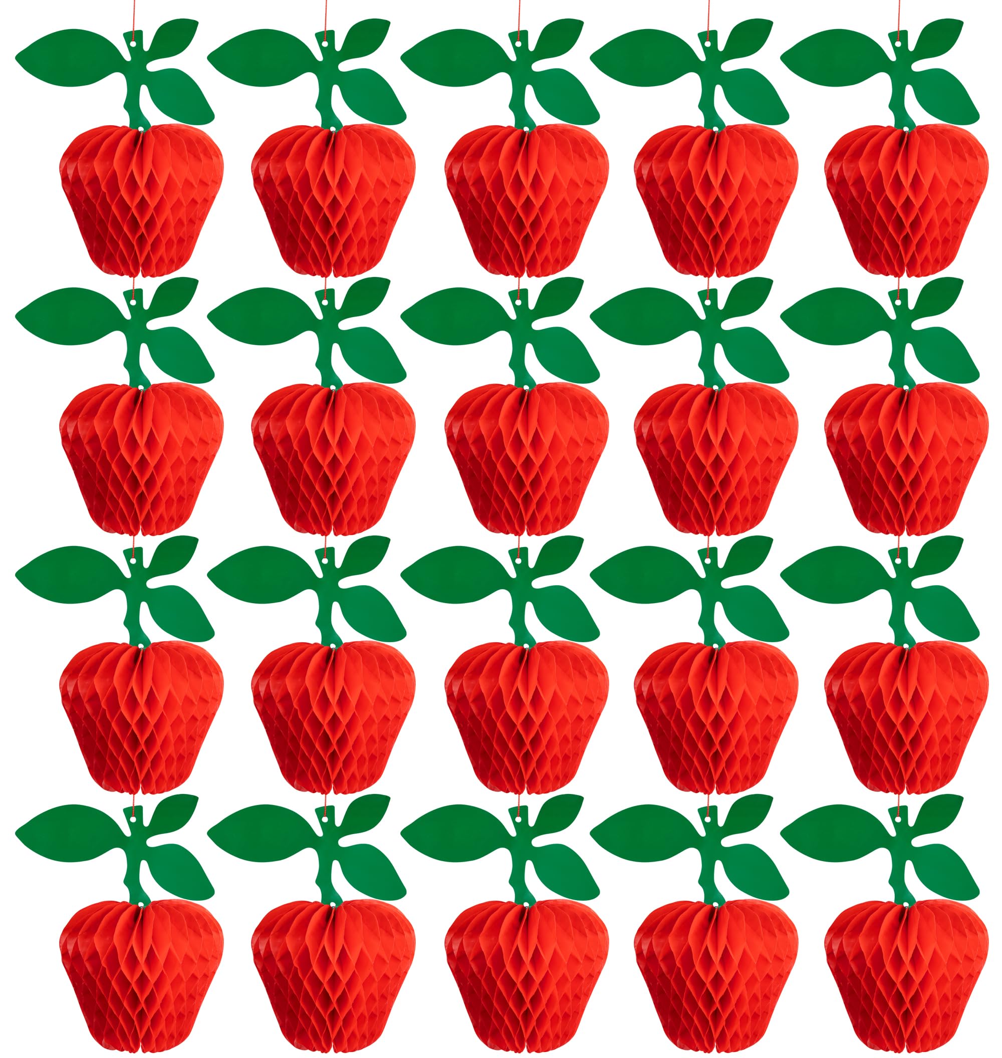 20Pcs Red Apple Tissue Honeycomb, Apple Shaped Honeycomb Tissue, Red Plastic Paper Apple Decorations For Back To School First Da