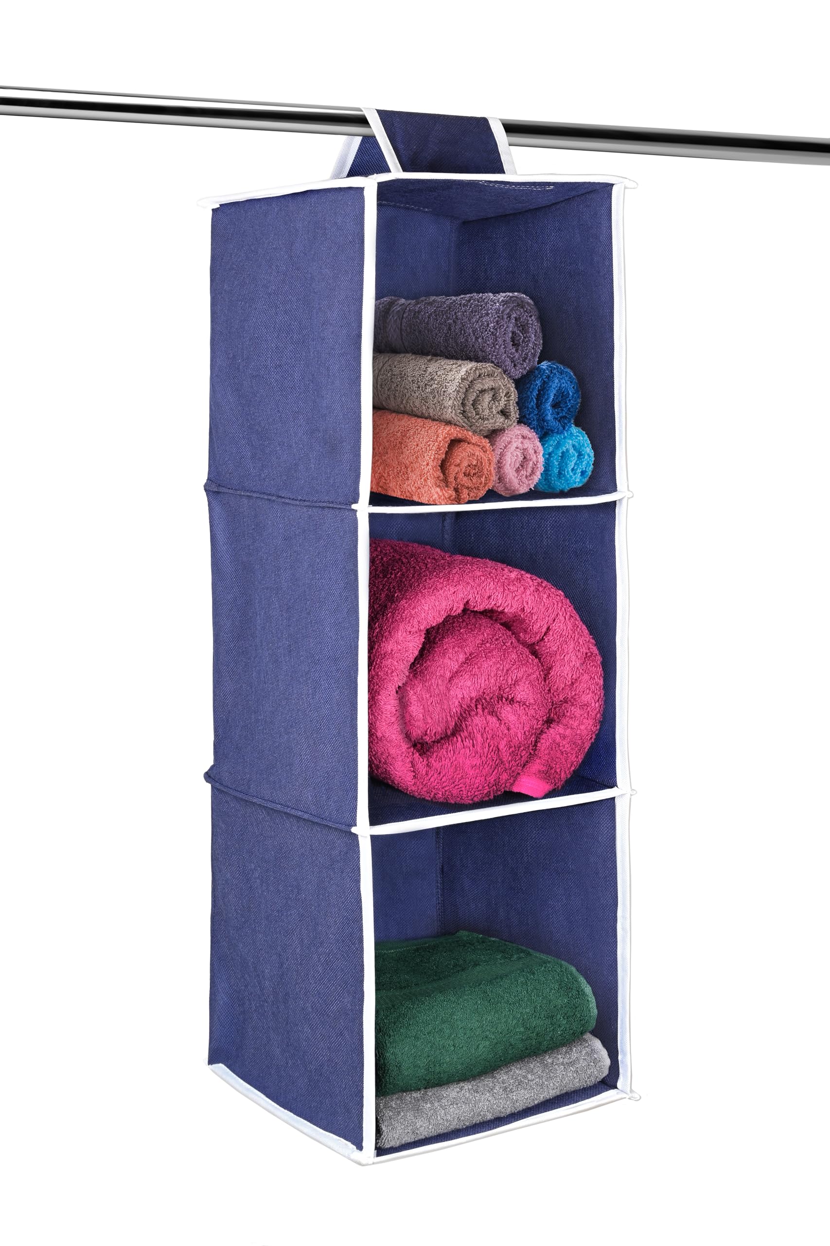 Anytime Pack Of 2 Clothes Hanging 3 Shelf Organizer | Non Woven Fabric | Easy To Foldable Closet Organizer Home Wardrobe For Gar