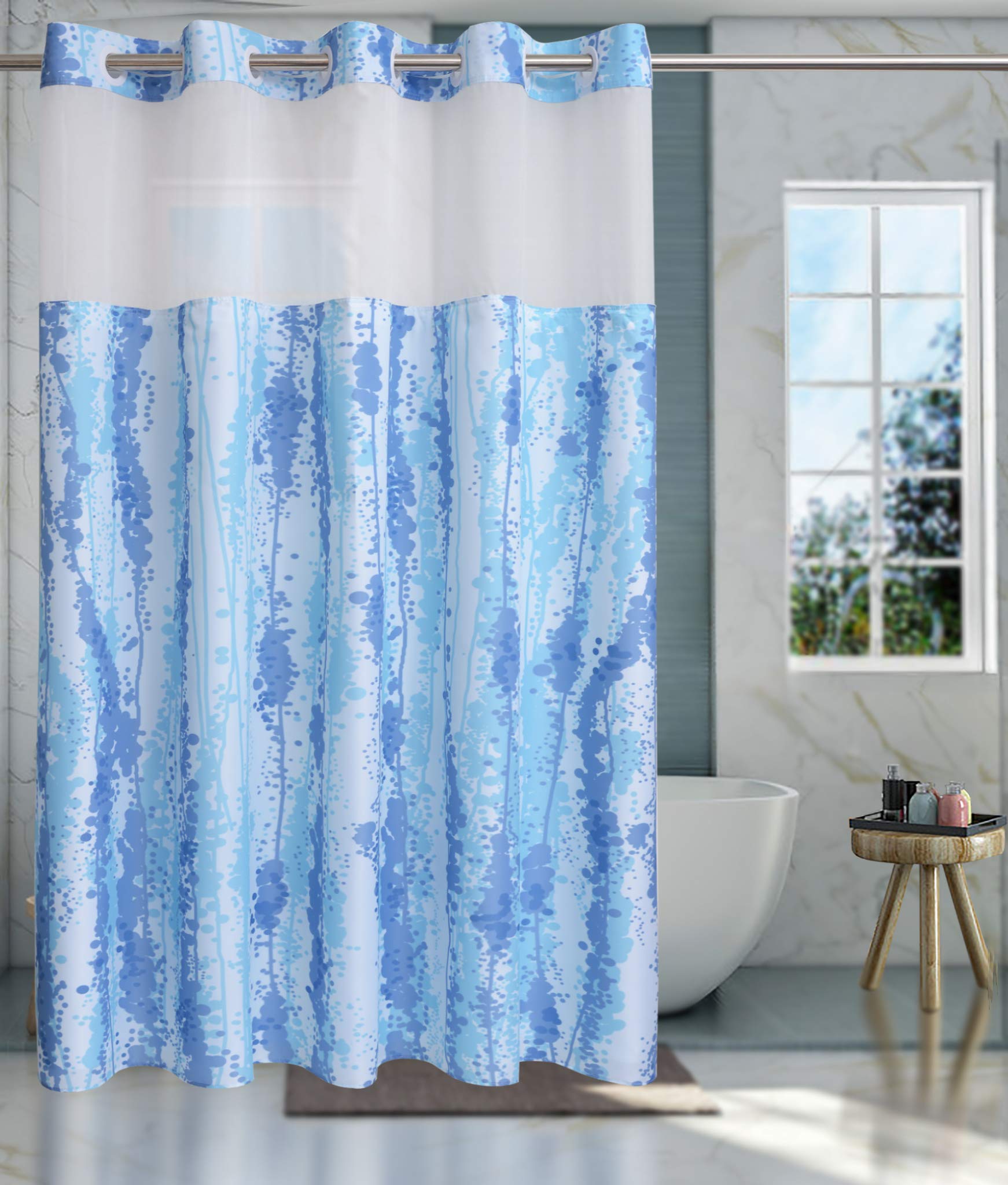 Conbo Mio Hotel Style Shower Curtain For Bathroom With Snap In Liner Water Repellent Machine Washable Shower Curtain (Rendering-