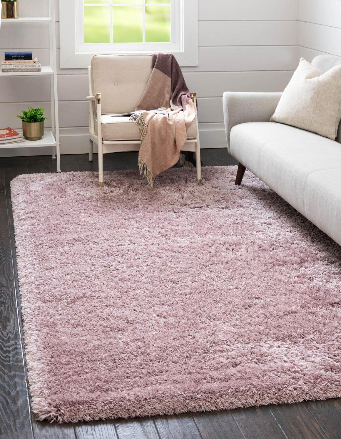 Rugs.com Infinity Collection Solid Shag Area Rug 2 x 3 Lavender Shag Rug Perfect for Living Rooms, Large Dining Rooms, Open Fl