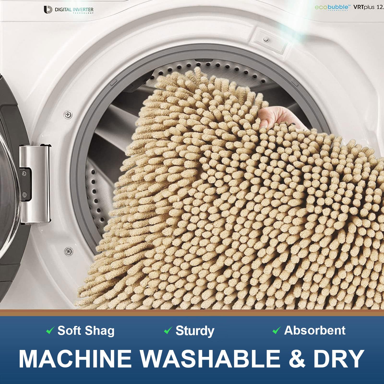 Smiry Chenille U-Shaped Toilet Bathroom Rugs, Soft Absorbent Non-Slip Contoured Rugs, Machine Washable Contour Bath Mats For Bat