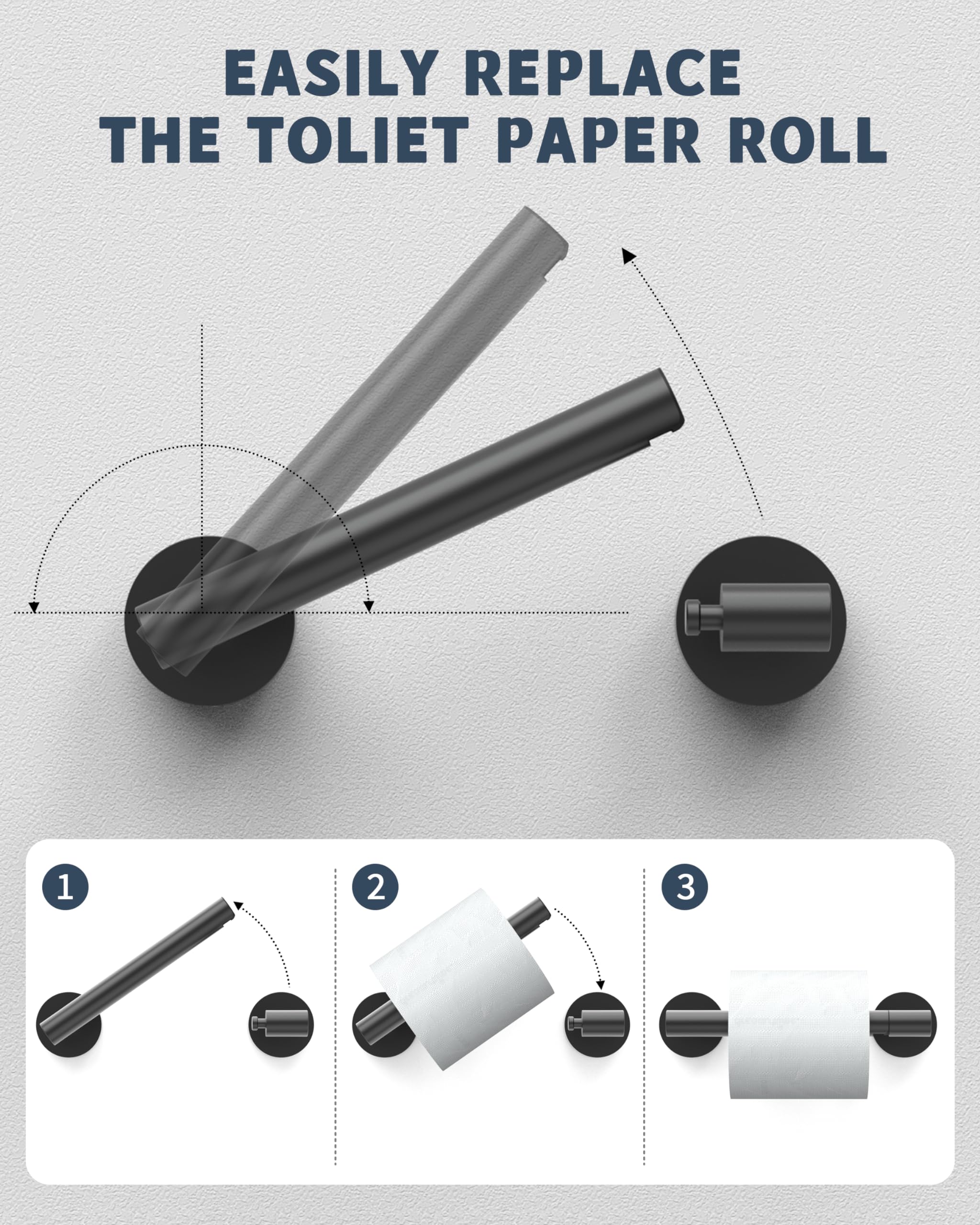 RARXTR Matte Black Toilet Paper Holder SUS304 Stainless Steel Double Post Pivoting Toilet Paper Roll Holder Wall Mounted Toilet Tissue Holder for Bathroom RV