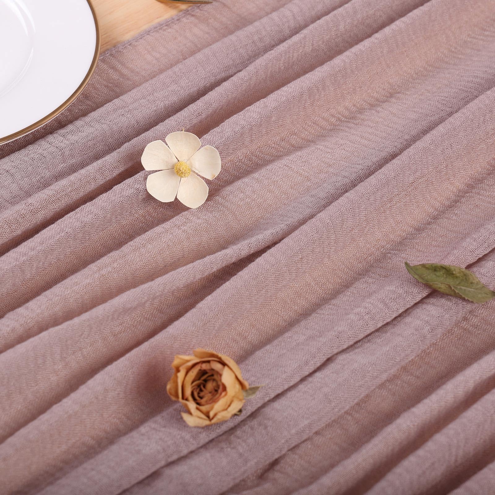 Sajoo 13Ft Linen Grey Cheesecloth Table Runner Boho Gauze Table Runner 35X157 Inches Boho Cheese Cloth Tablecloth For Wedding Ba