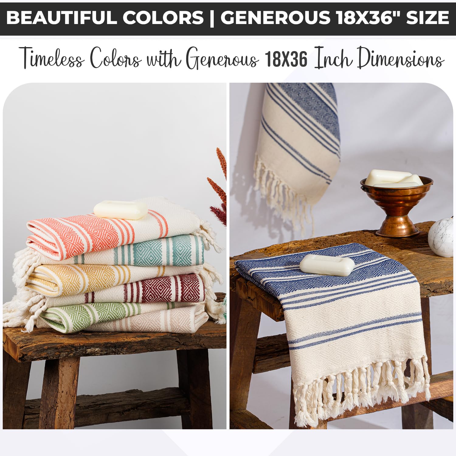 DEMMEX (Set of 2) Certified 100% Organic Turkish Cotton Prewashed Decorative Bathroom Peshtemal Towel for Hand  Face  Hair  Gym  Yoga  Tea  Discloth  Kitchen  Bath  18x36 Inches (Mustard)