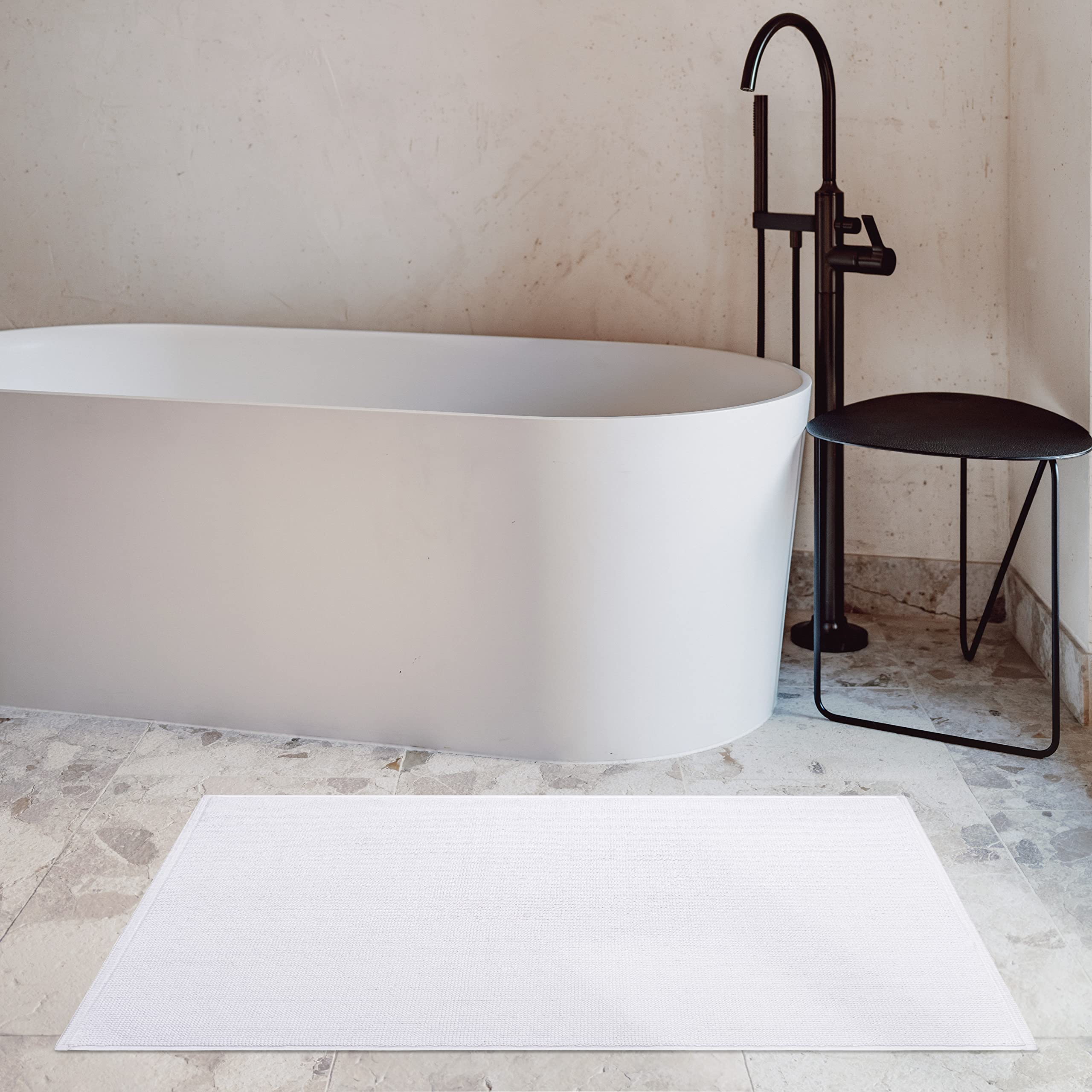Cotton Paradise Bath Rug for Bathroom  17x24 inch 100% Cotton Non Slip Bath Mat Rug  Soft Absorbent Machine Washable  White Bath Rug