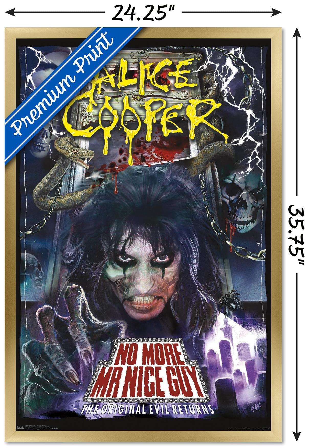 Trends International Alice Cooper - No More Mr. Nice Guy Wall Poster, 22.375'' X 34'', Gold Framed Version