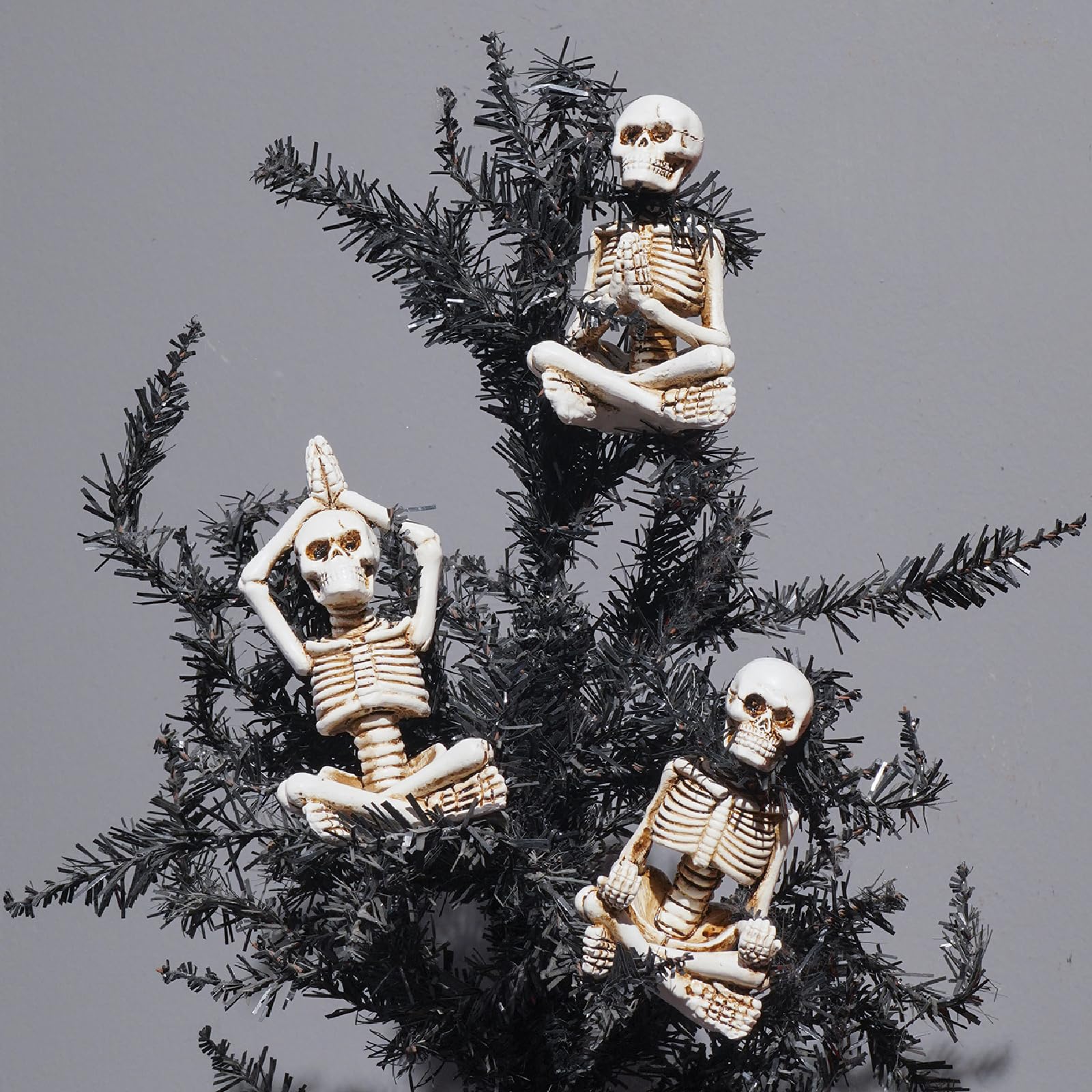 Newman House Studio Halloween Skeleton Decor - Realistic Meditating Skeleton Statues, Set of 3, 2*1.5*3.75 in Resin Indoor Zen S