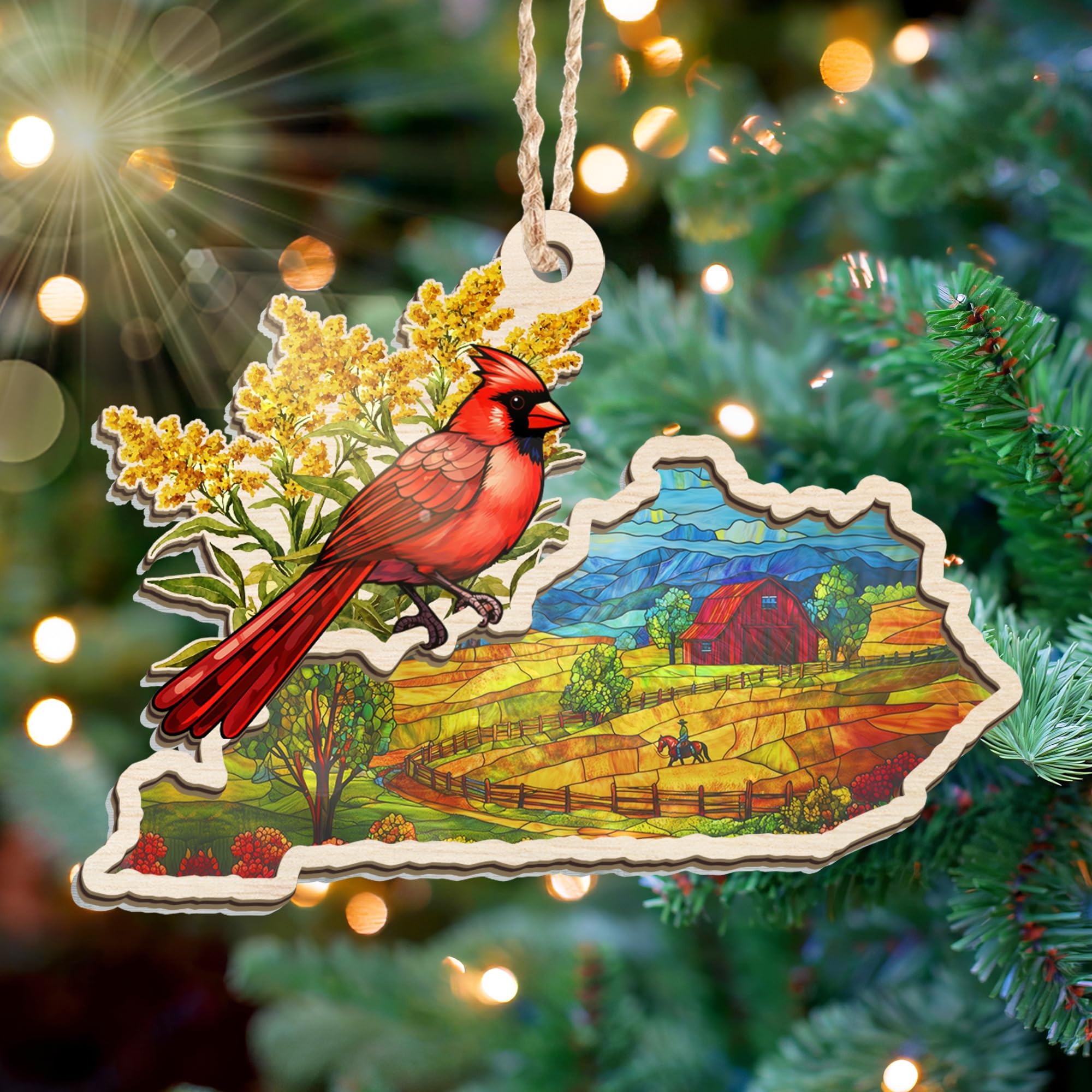 FLAGWIX Christmas Kentucky Gifts for Women Men - Suncatcher Ornaments 2025 for Xmas Decorations - Kentucky Ornament Christmas De