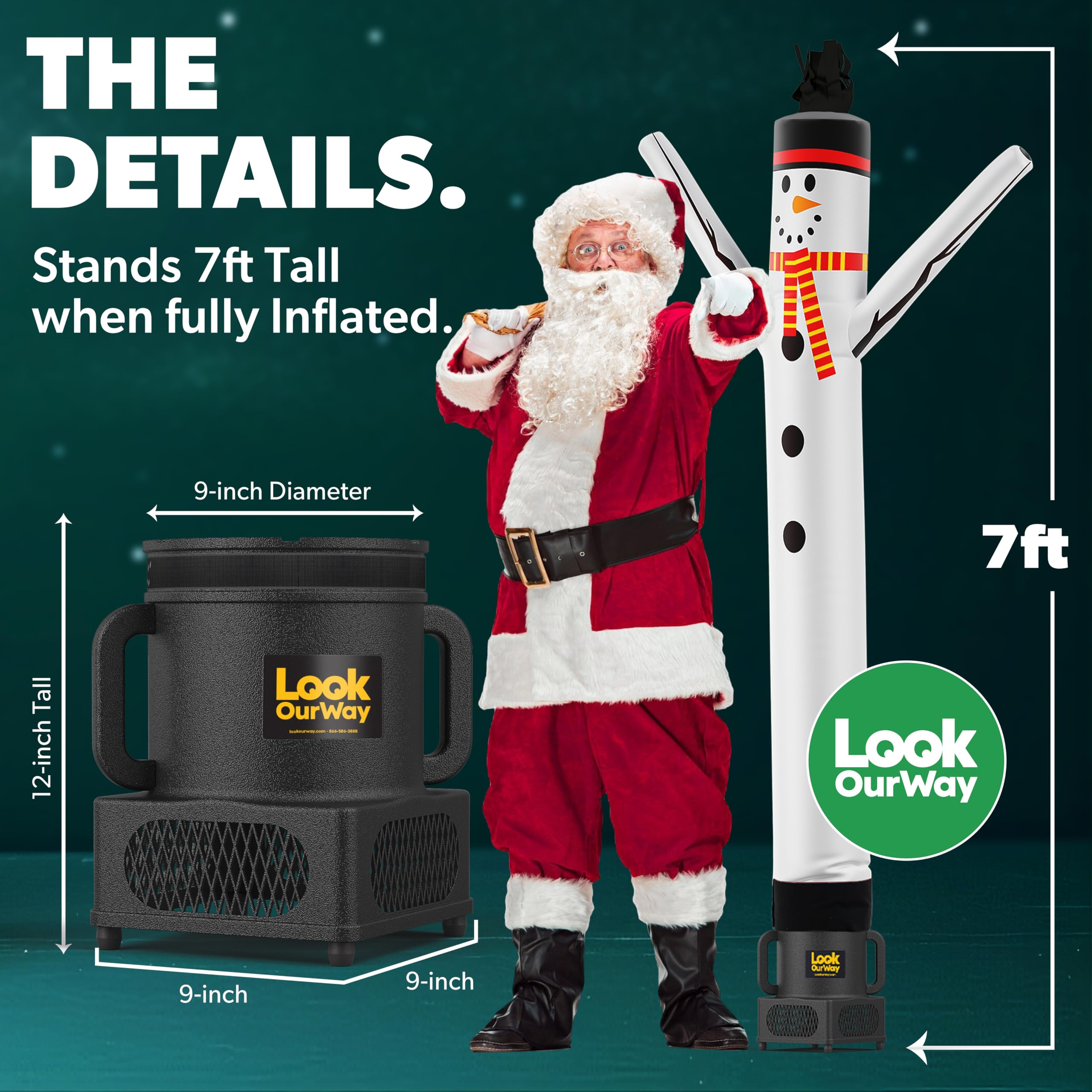 LookOurWay Air Dancers Inflatable Tube Man Attachment | 7ft Tall Set | Wacky Waving Christmas Inflatables Tube Guy | Blower Incl