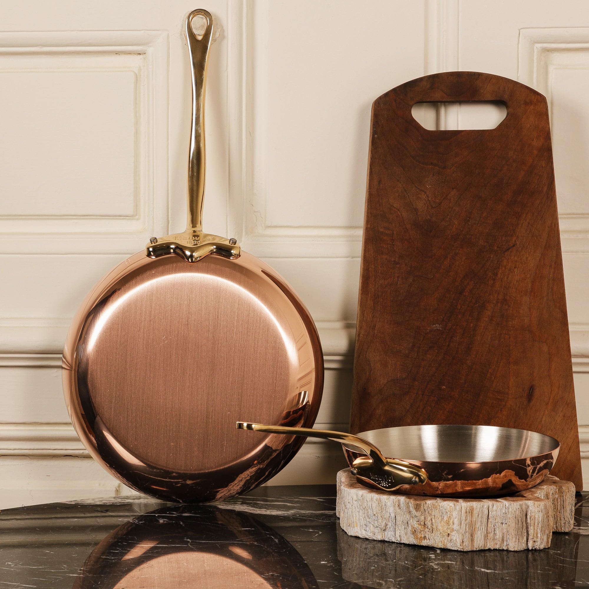 Mauviel M'Heritage 150 B 1.5Mm Polished Copper & Stainless Steel Oval Frying Pan With Brass Handles, 11.8 X 7.9-In, Made In Fran