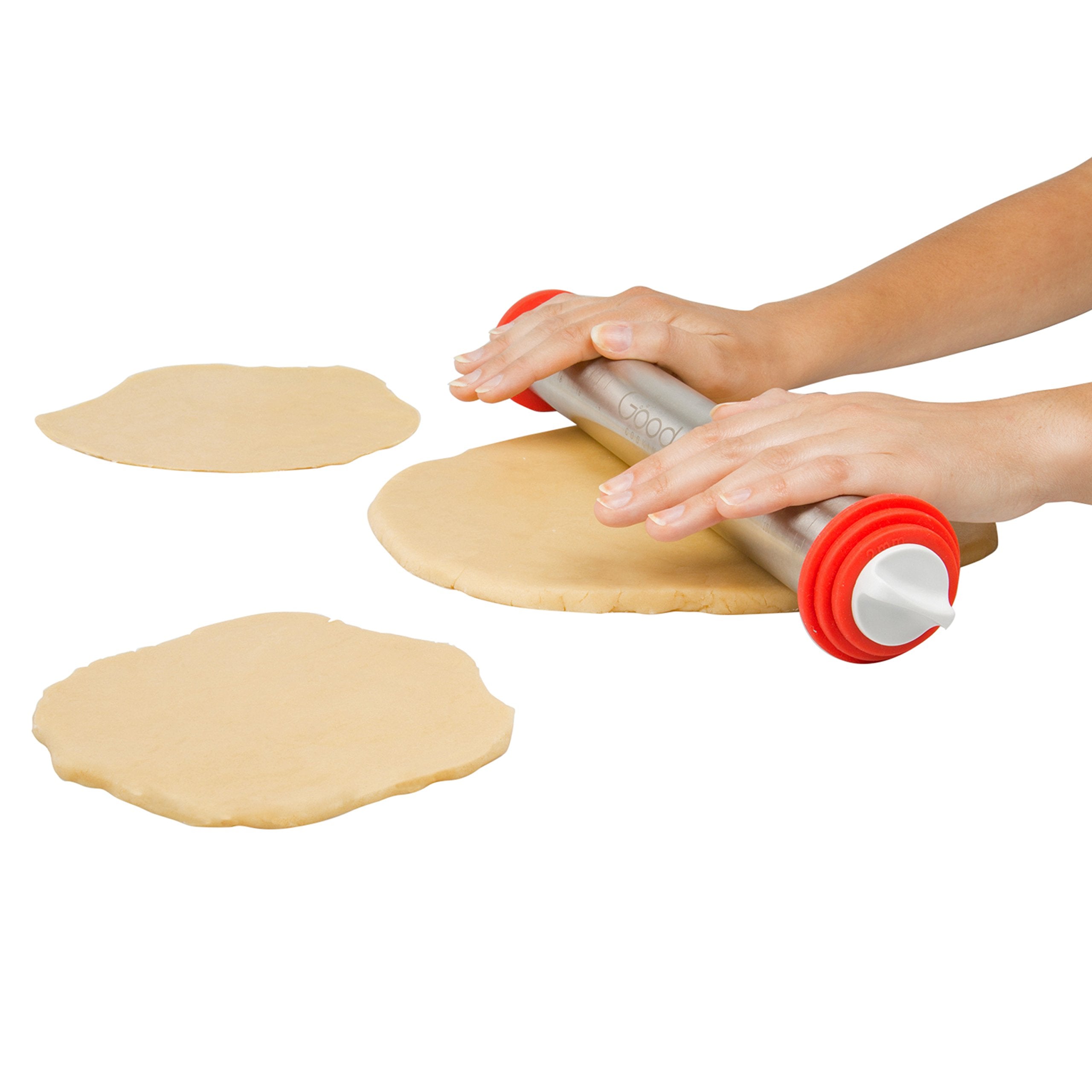 Adjustable Extra Large Pastry Rolling Pin With Thickness Rings - Stainless Steel French Dough Roller With 17'' Barrel And 3 Remo