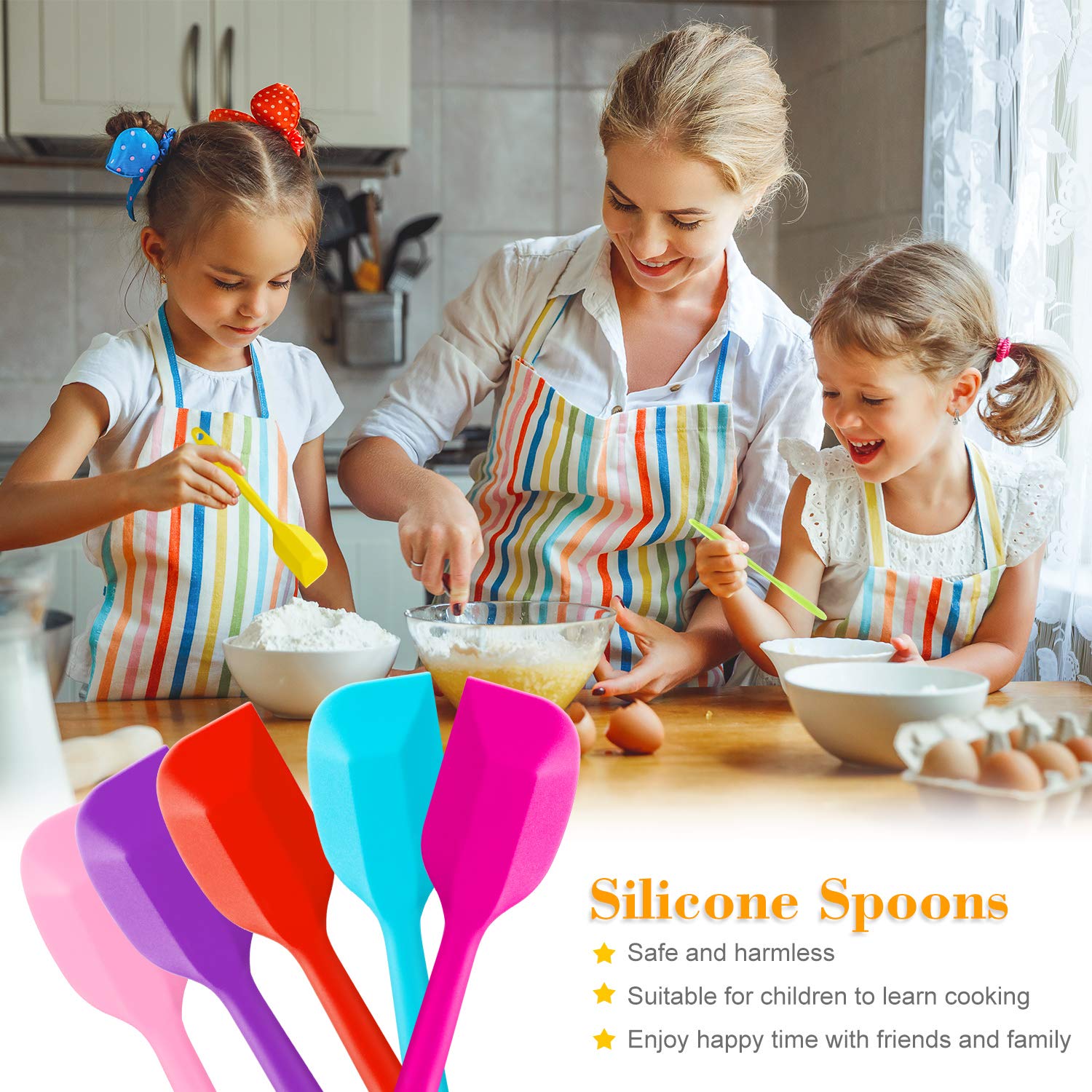 7 Pieces Silicone Spatulas 8 Inch Heat-Resistant Spatulas Non-Stick Flexible Scrapers Kitchen Rubber Spatulas For Kitchen Cookin
