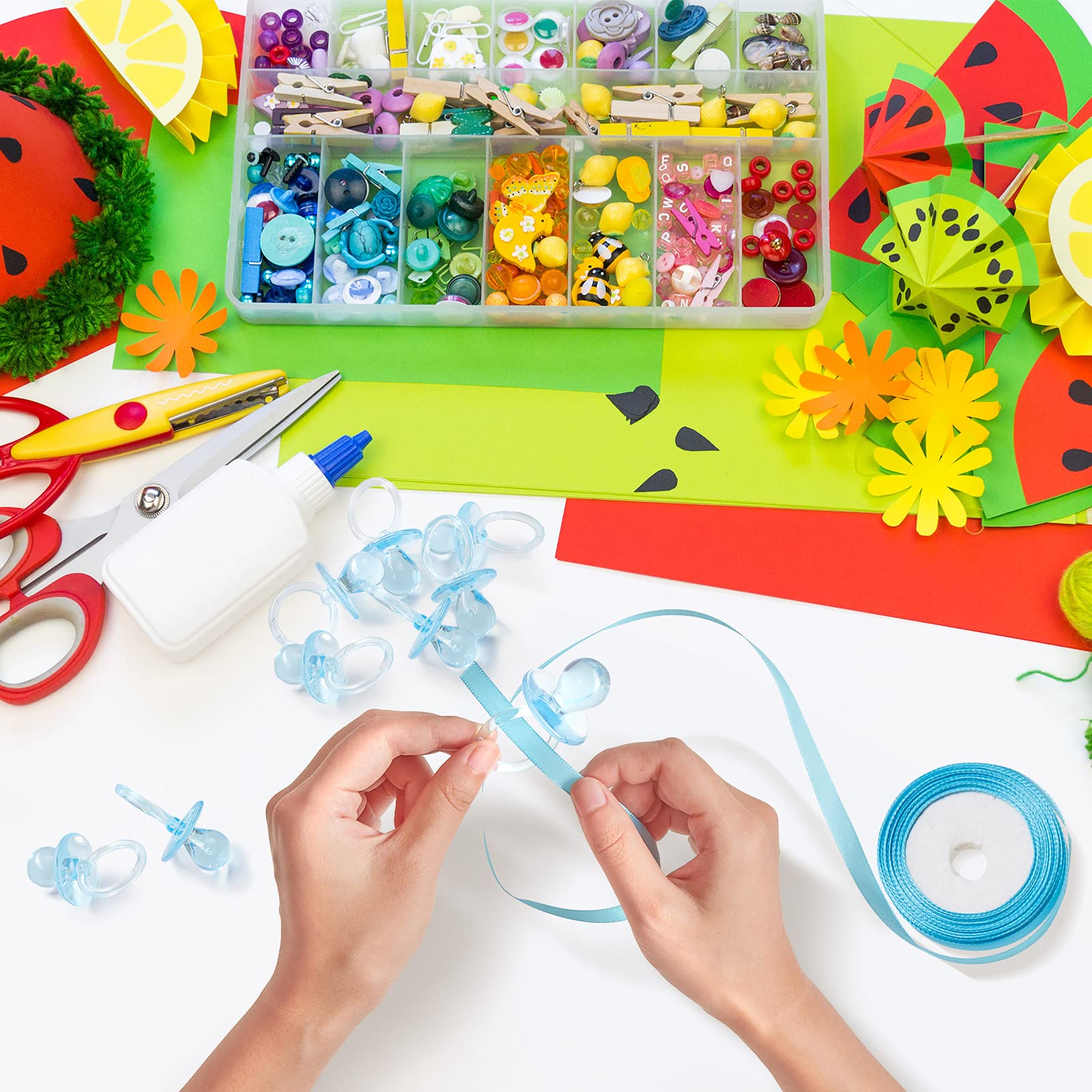 48 Pieces 2.5 Inch Acrylic Baby Pacifiers Baby Shower Favors Gender Reveal Party Decorations For Diy Baby Shower Birthday Party