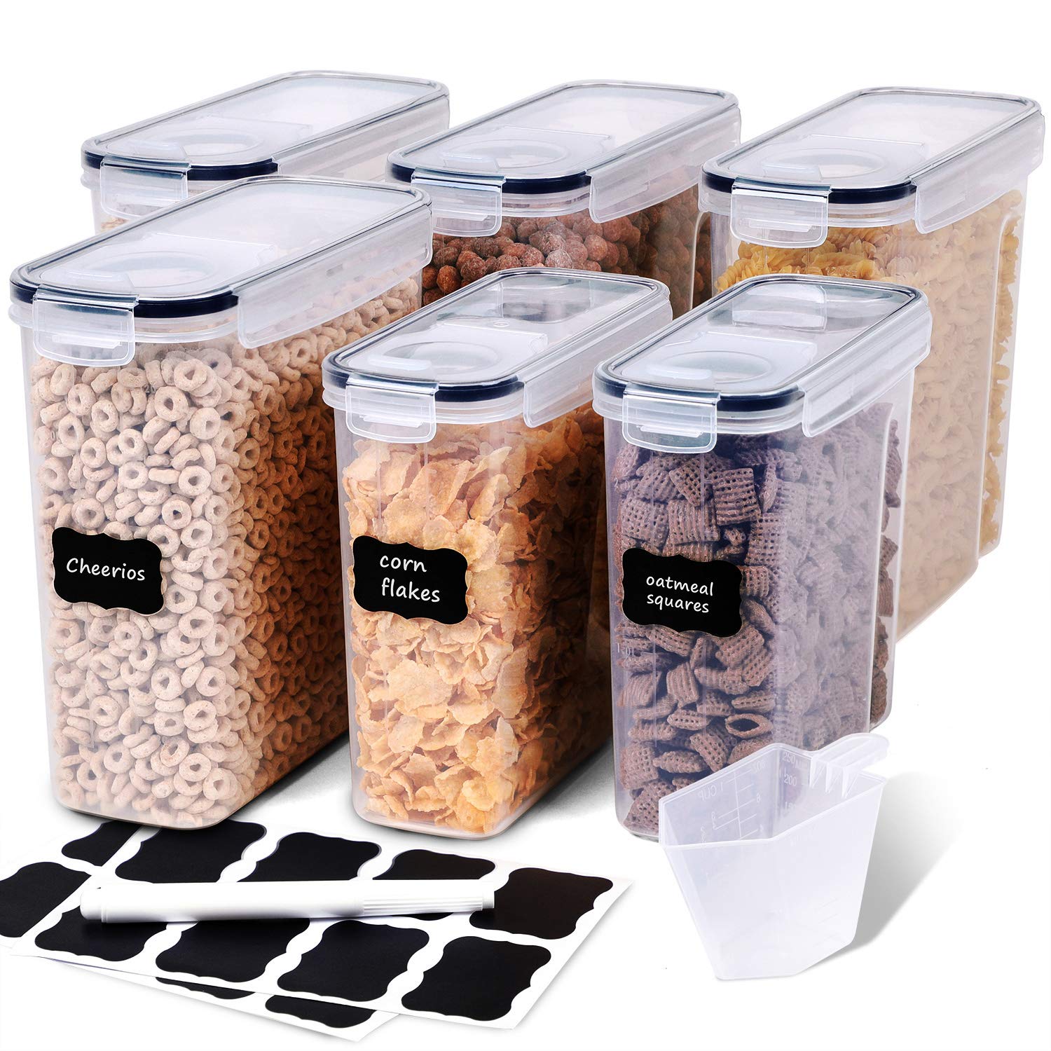 Fooyoo Cereal Containers Storage Set - 6 Piece Airtight Large Dry Cereal Storage Containers(135.2Oz), Bpa Free Dispenser Plastic