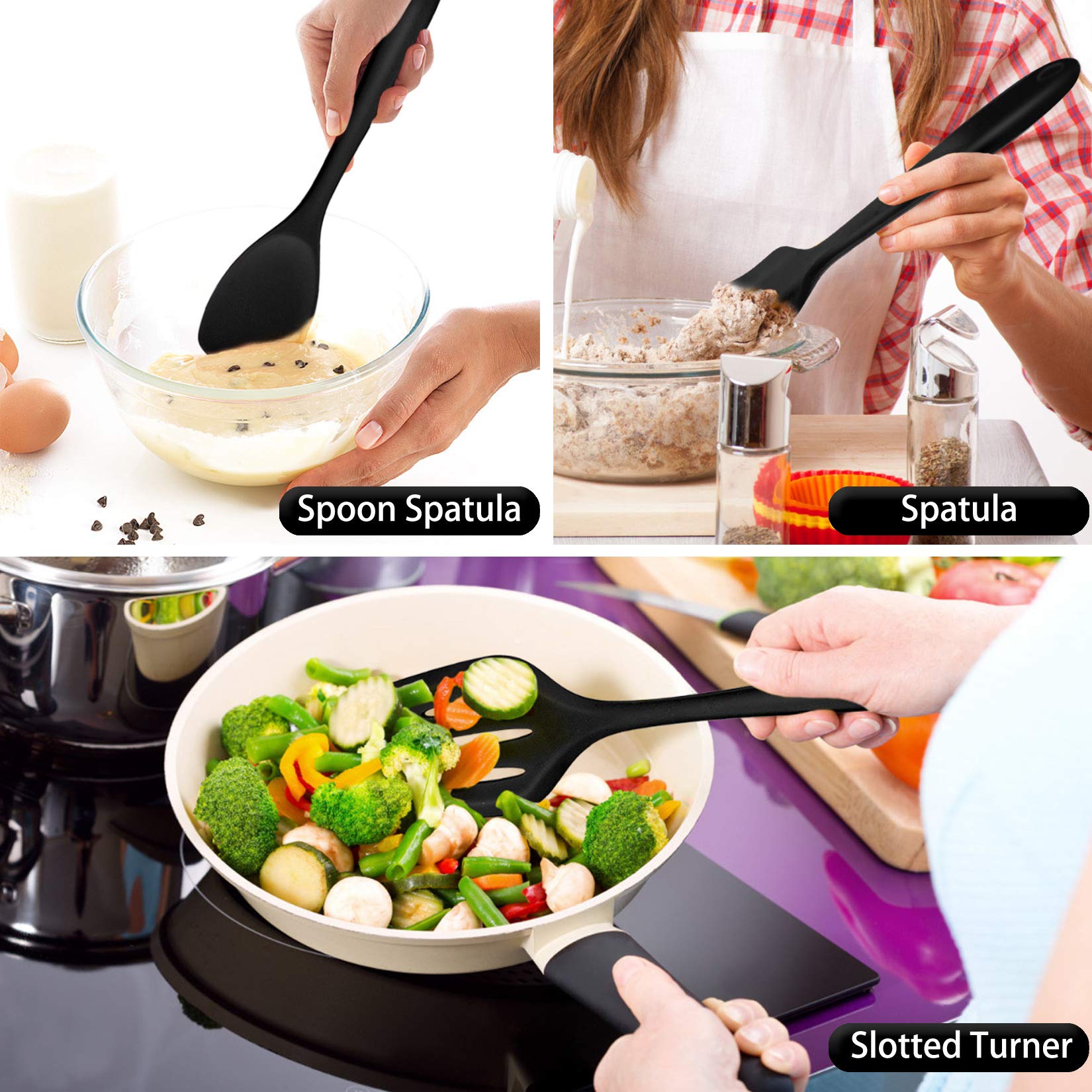 Kitchen Cooking Utensils Set Of 7, P&P Chef Heat-Proof Cooking Utensil Kitchen Spatula For Nonstick Cookware Cooking Serving, Sl