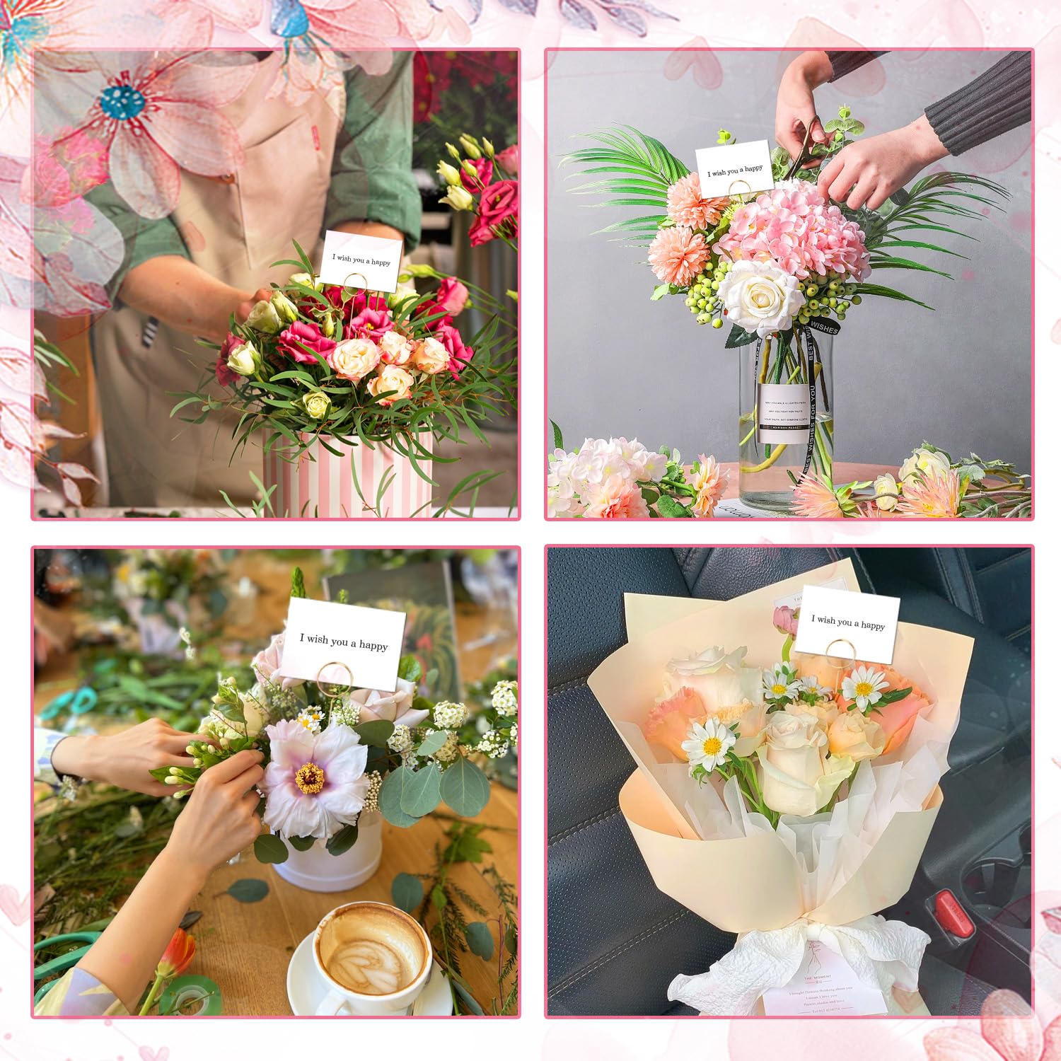 30 Pcs Metal Wire Floral Picks 13 Inch Wire Floral Place Card Holder Picks, Photo Memo Holder, Round Table Name Number Card Hold