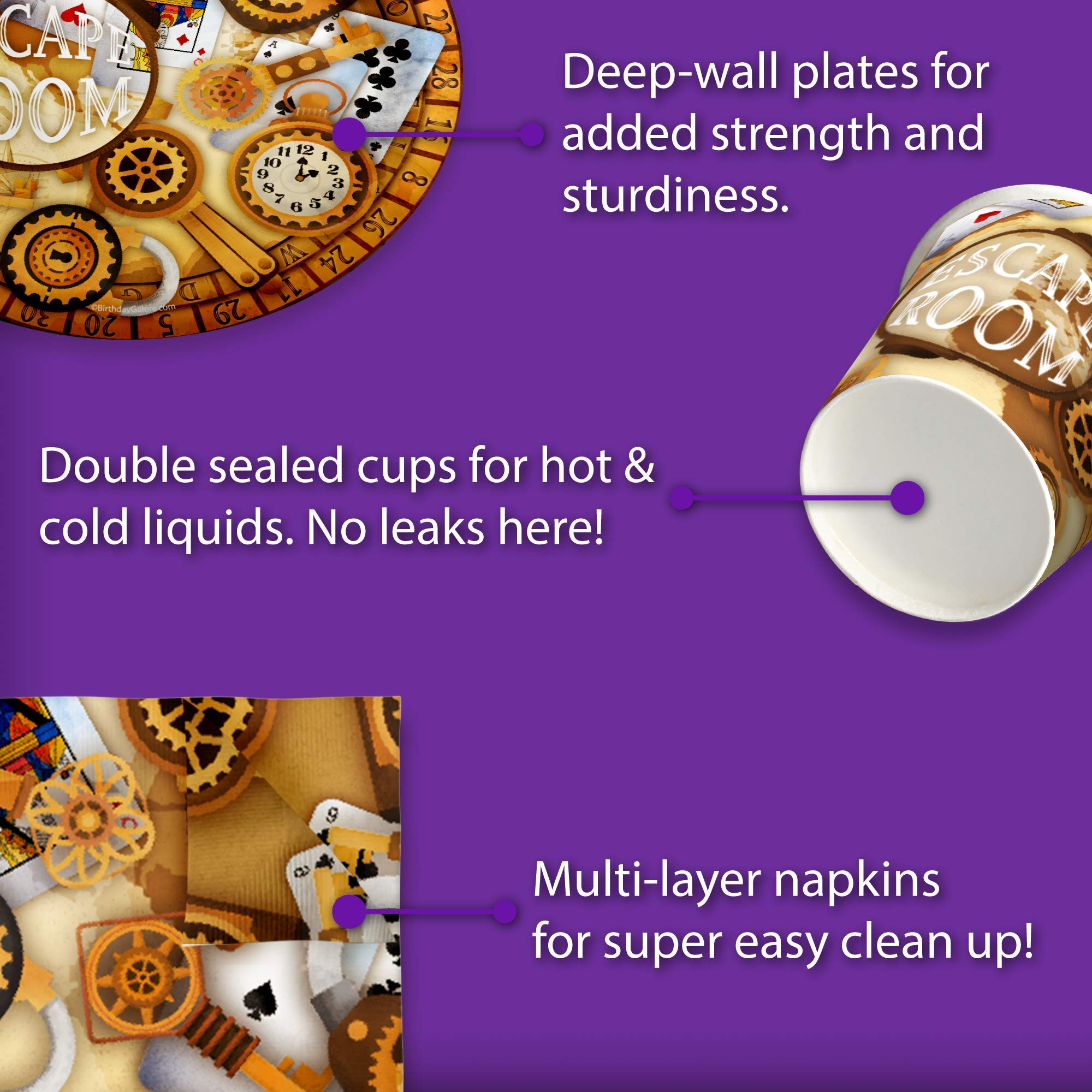 Escape Room Party Supplies Set Plates Napkins Cups Tableware Kit For 16