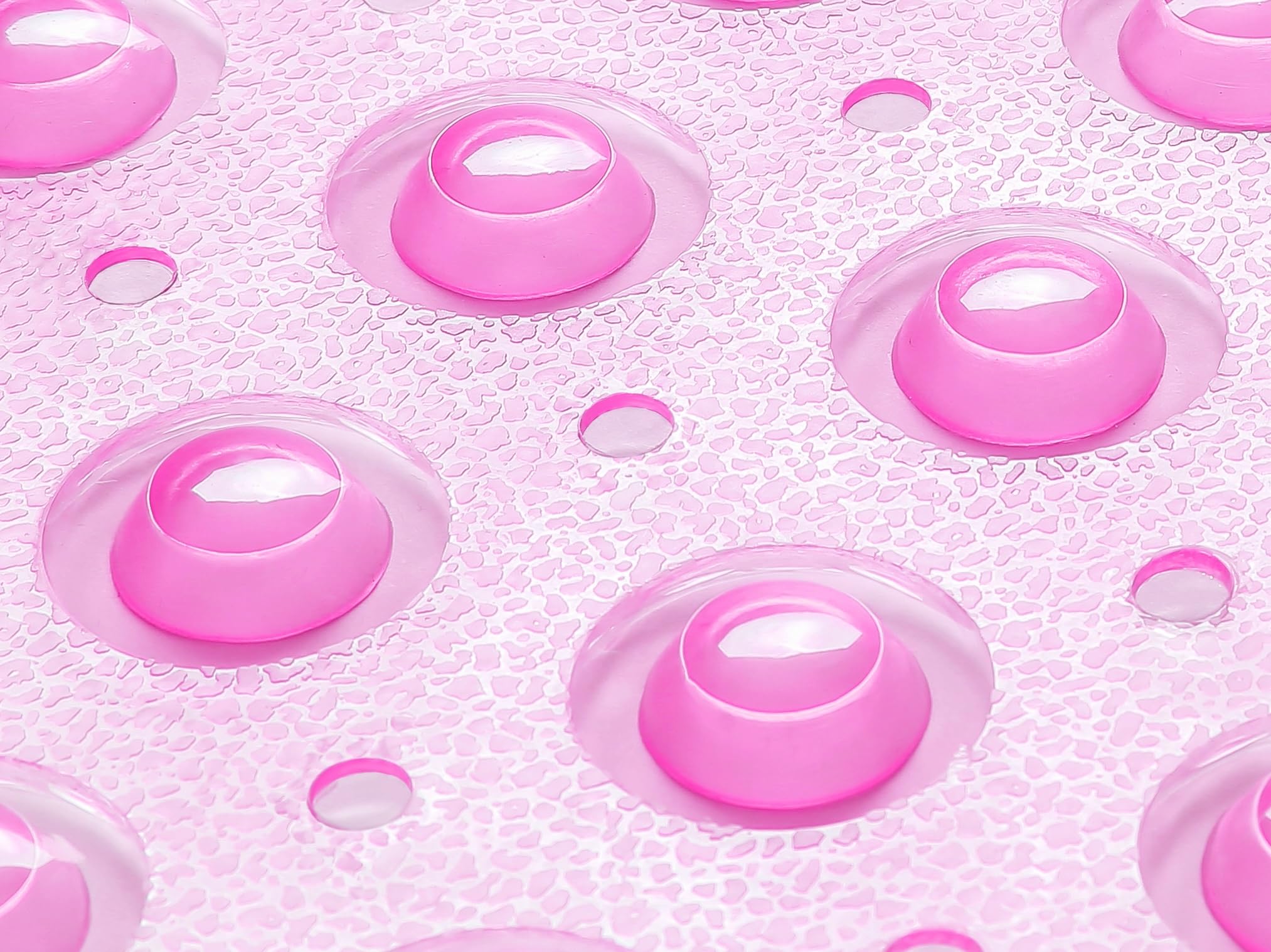 TIKE SMART Extra-Long Non-Slip Bathtub & Shower Mat 39?x16? (Smooth/Non-Textured Tubs Only) Safe  Clean  Machine-Washable  Superior Grip&Drainage  Vinyl  Transparent Pink