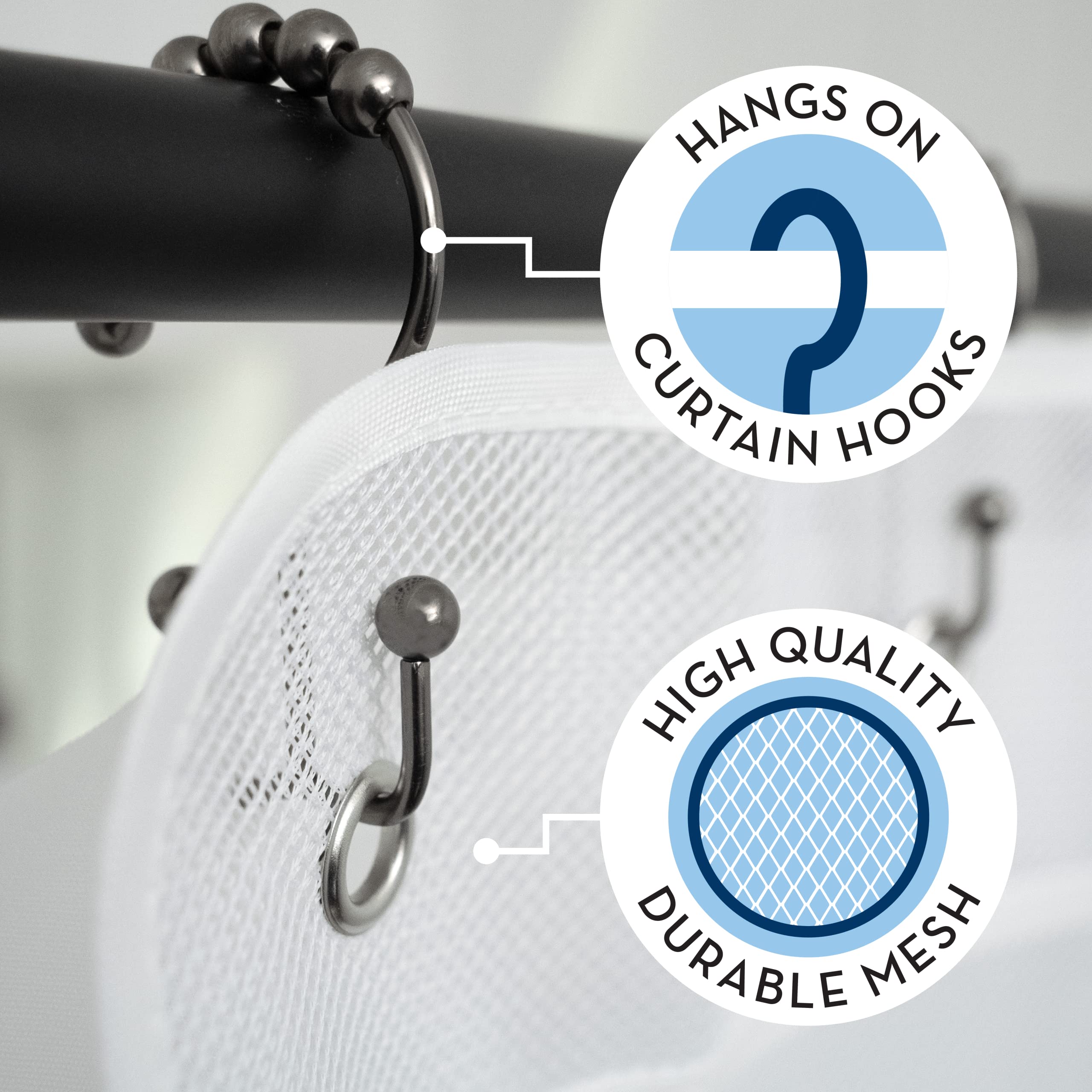 S&T Inc. Shower Organizer, Shower Caddy Or Bathroom Organizer With Quick Drying Mesh, 7 Pockets To Hold Shampoo, Soap, Loofah, A