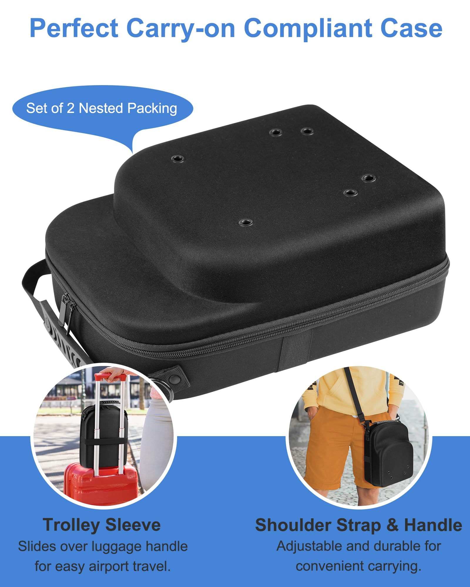 Allgawise Set Of 2 Hard Hat Travel Cases For Baseball Caps - Hat Storage Organizer Holder With Handle, Shoulder Strap And Trolle
