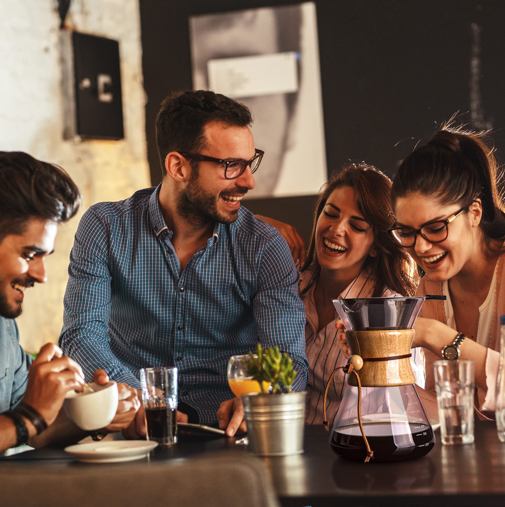 Agogo Pour Over Coffeemaker Set Classic Series With Filter 8 Cup Slim Shape