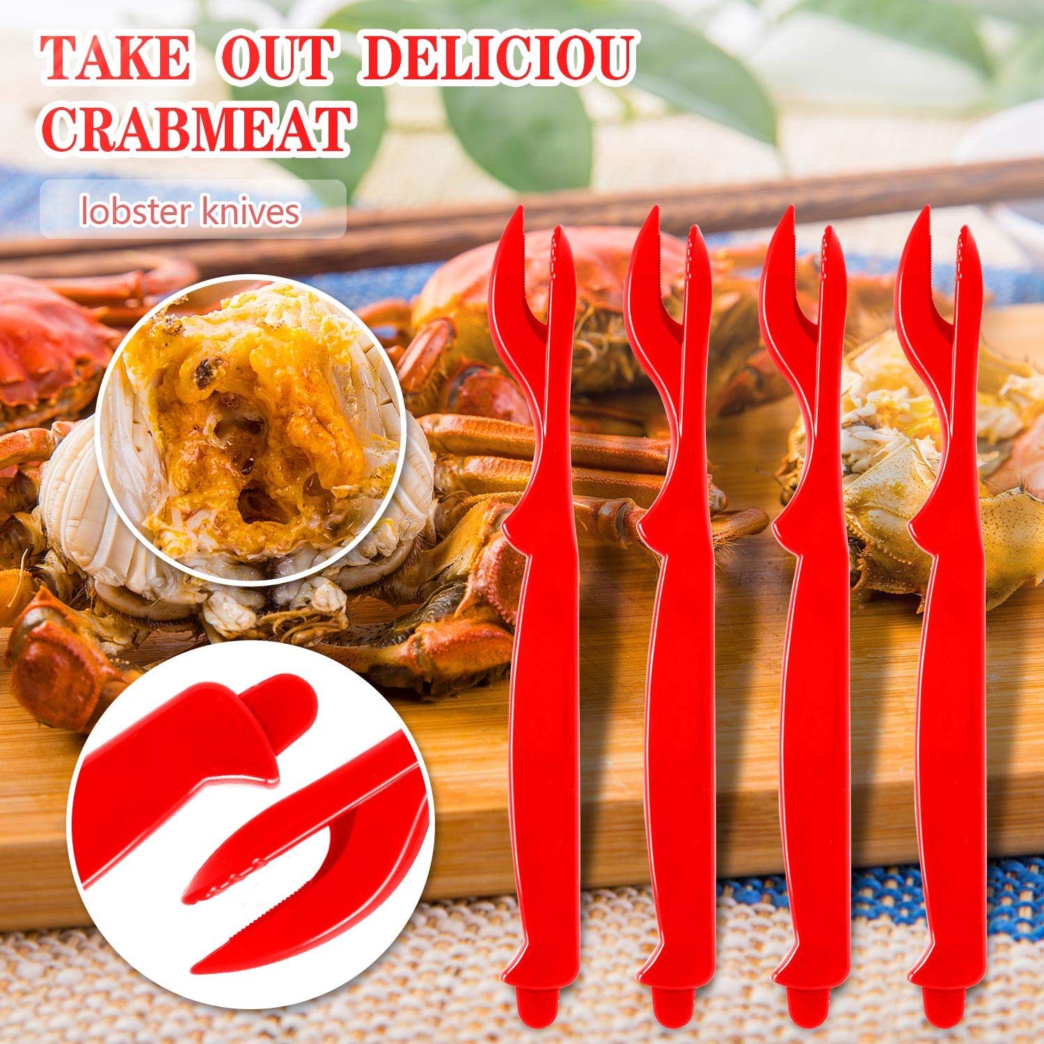 FFNIU Crab Crackers and Tools Set - 8pcs Including Lobster Crackers, Shell Forks, and Mallets - Ideal Seafood Tool Kit