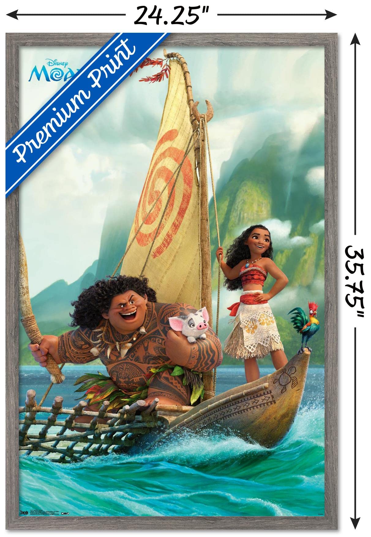 Trends International Disney Moana - Group Wall Poster, 22.37'' X 34.00'', Barnwood Framed Version