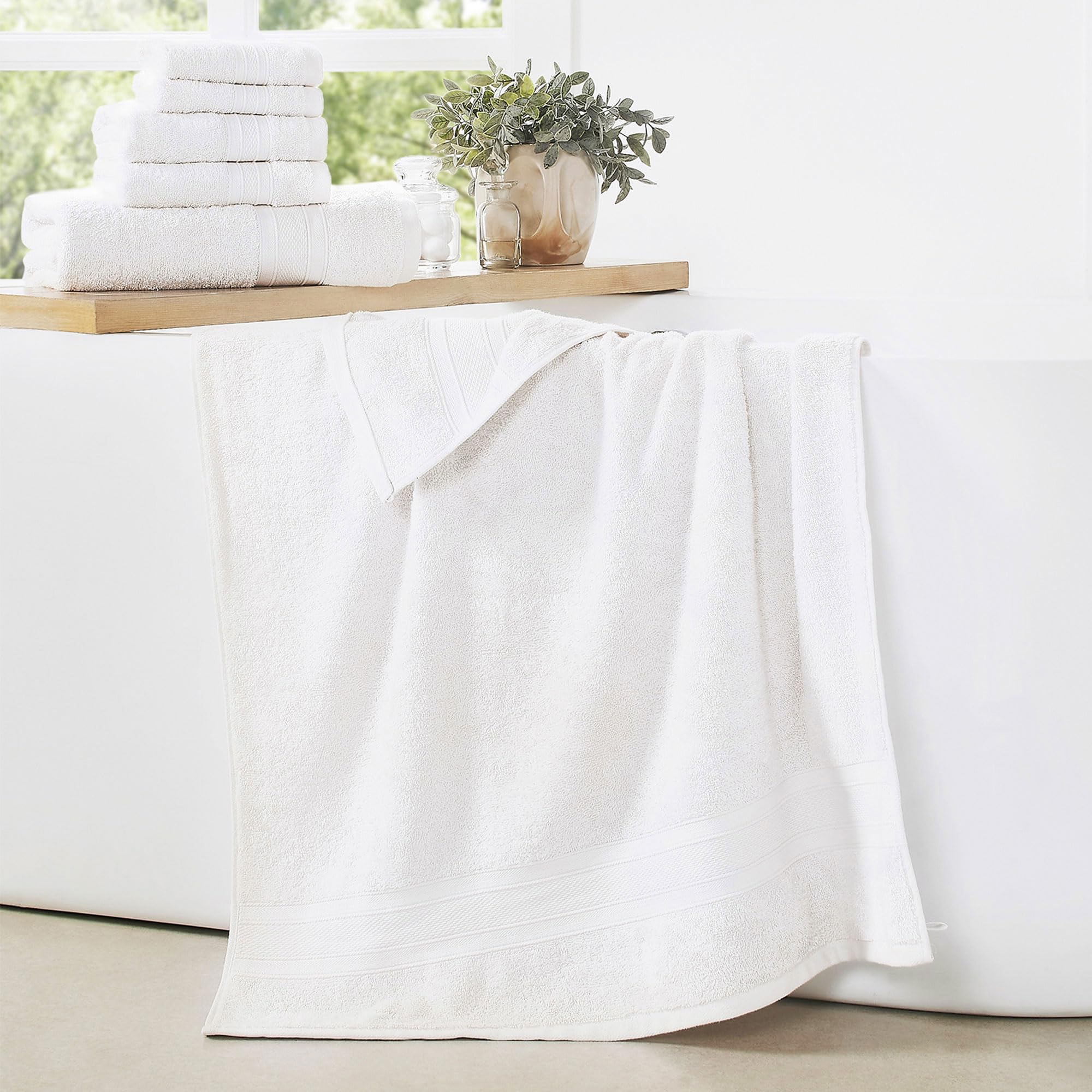 Trident Soft & Plush 6 Piece Luxury Towel Set, 100% Cotton, 2 Bath Towels, 2 Hand Towels, 2 Washcloths, Highly Absorbent Towels