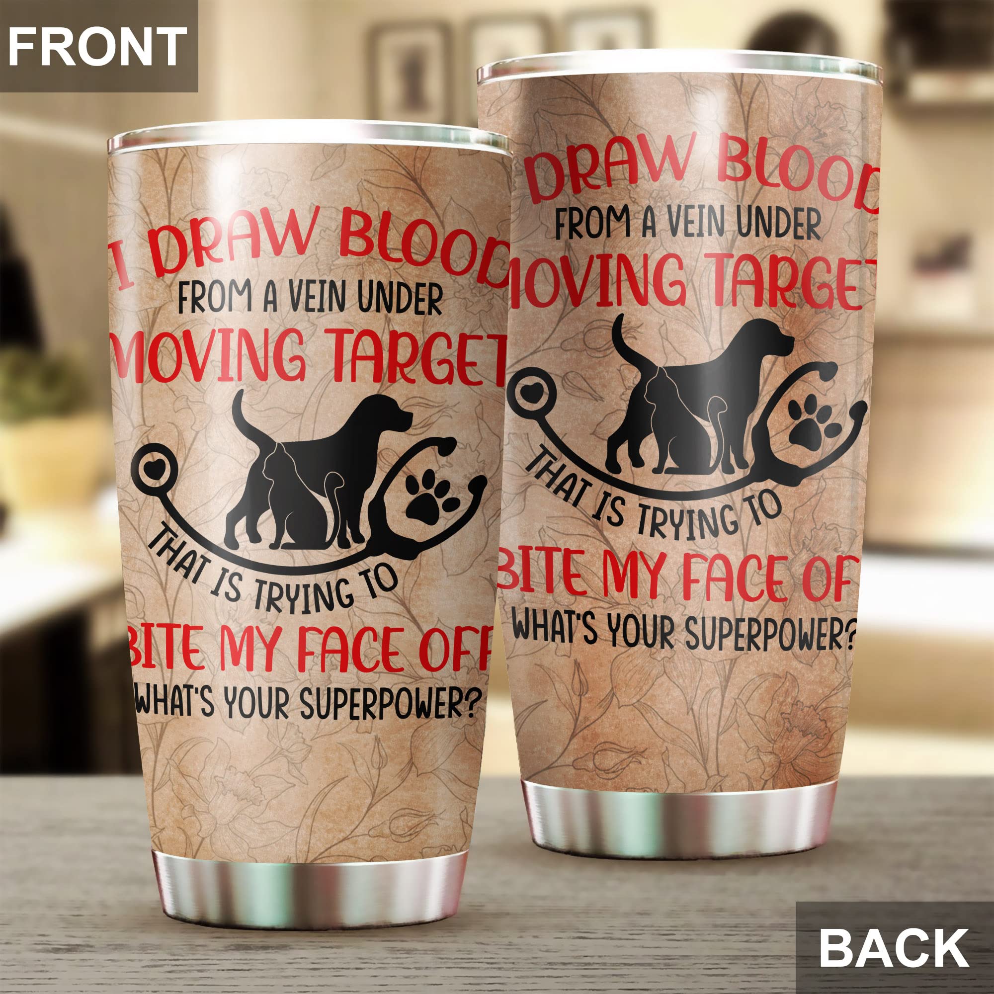 Medroc Funny Veterinary Technician Gifts - Vet Med Tumbler Stainless Steel 20Oz Straw Lid, Vet Tech Appreciation Week Gift For W