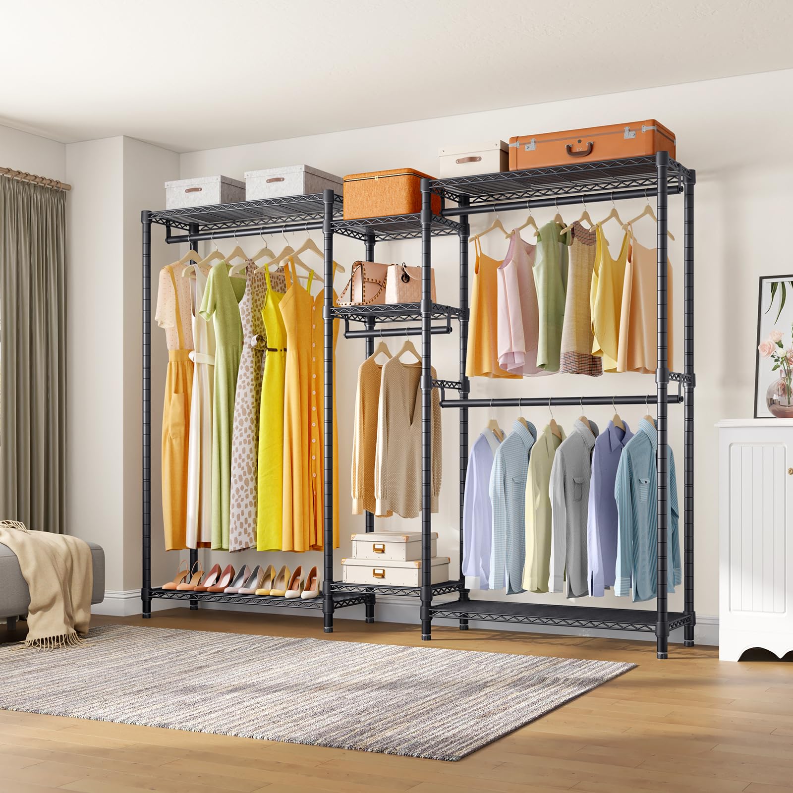 Vipek V6 Plus Wire Garment Rack Heavy Duty Clothing Rack For Hanging Clothes, Metal Freestanding Closet Wardrobe Rack Portable C