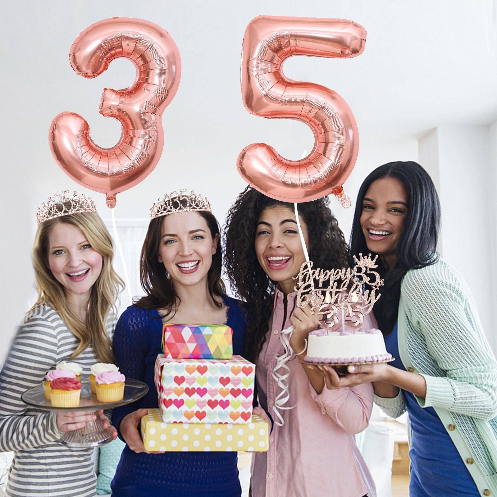 35Th Birthday Decorations For Women, Including 35Th Birthday Sash For Women, Tiara/Crown, Number 35 Candles And Birthday Cake To