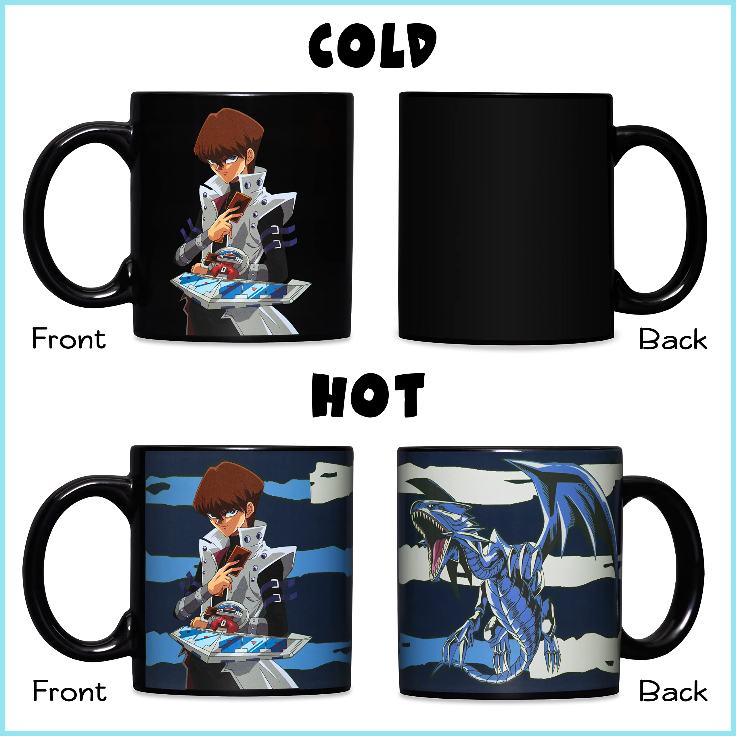 Surreal Entertainment YU-GI-OH Kaiba and Blue Eyes White Dragon Monster Heat Change Ceramic Coffee Mug Black