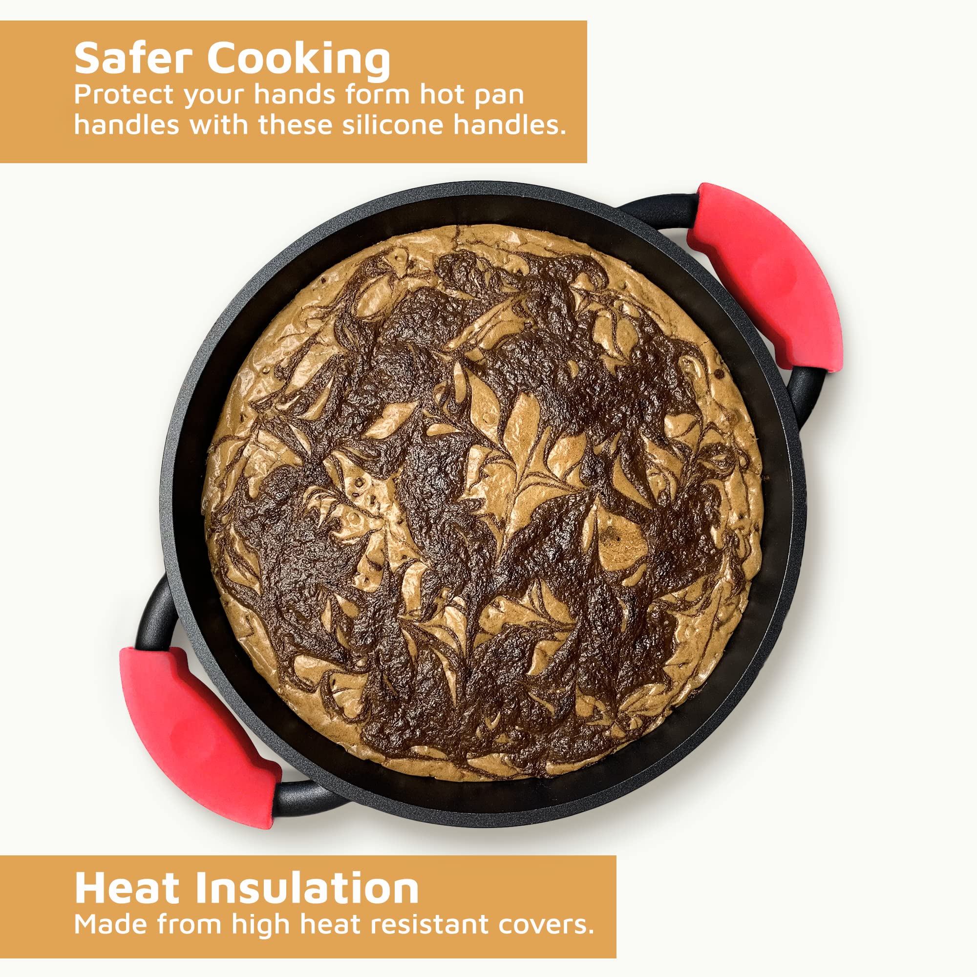 Jean-Patrique Assist Silicone Handle Cover For Whatever Pan - Set Of 2 Red Silicone Hot Handle Holder For Granite Pan - Up To 46