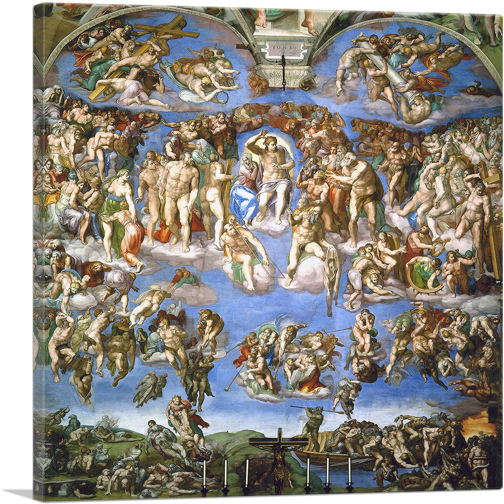 Artcanvas The Last Judgement 1541 Canvas Art Print Stretched Framed Painting Picture Poster Giclee Wall Decor By Michelangelo -