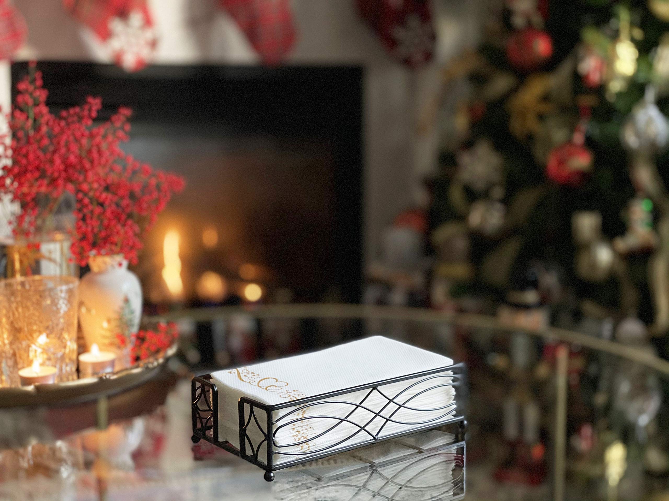 Chez Juju Black Elegant Sturdy Guest Napkin Holder | Disposable Paper Hand Towel Storage Tray Caddy | Premium Quality | Bathroom