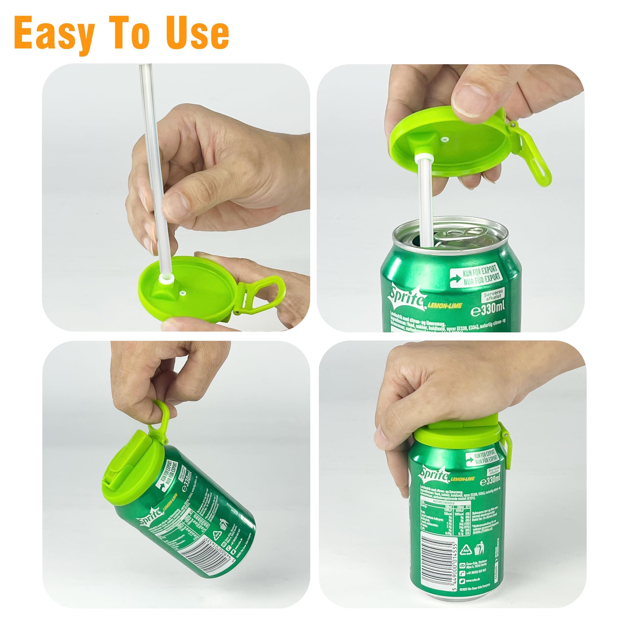2 Color Soda Can Lids With Straw- Set Of 2, Reusable Pop Can Lids For Canned,Bpa-Free Can Covers For Soda, Leak-Proof Design(Pur