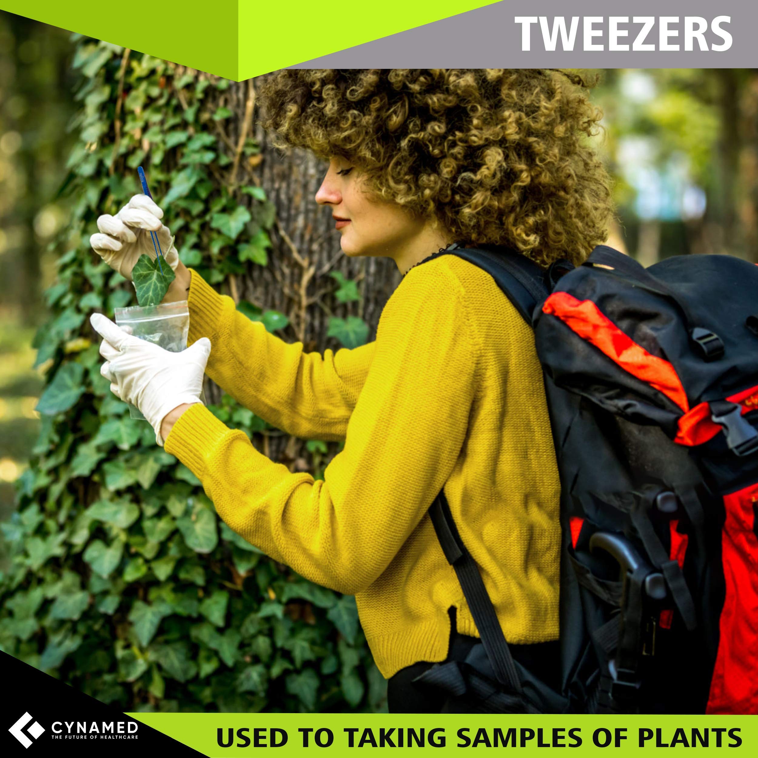 Cynamed 10    Kitchen Premium Tongs Tweezers Stainless Steel, Long With Precision Serrated Tips (Blue, Bayonet)