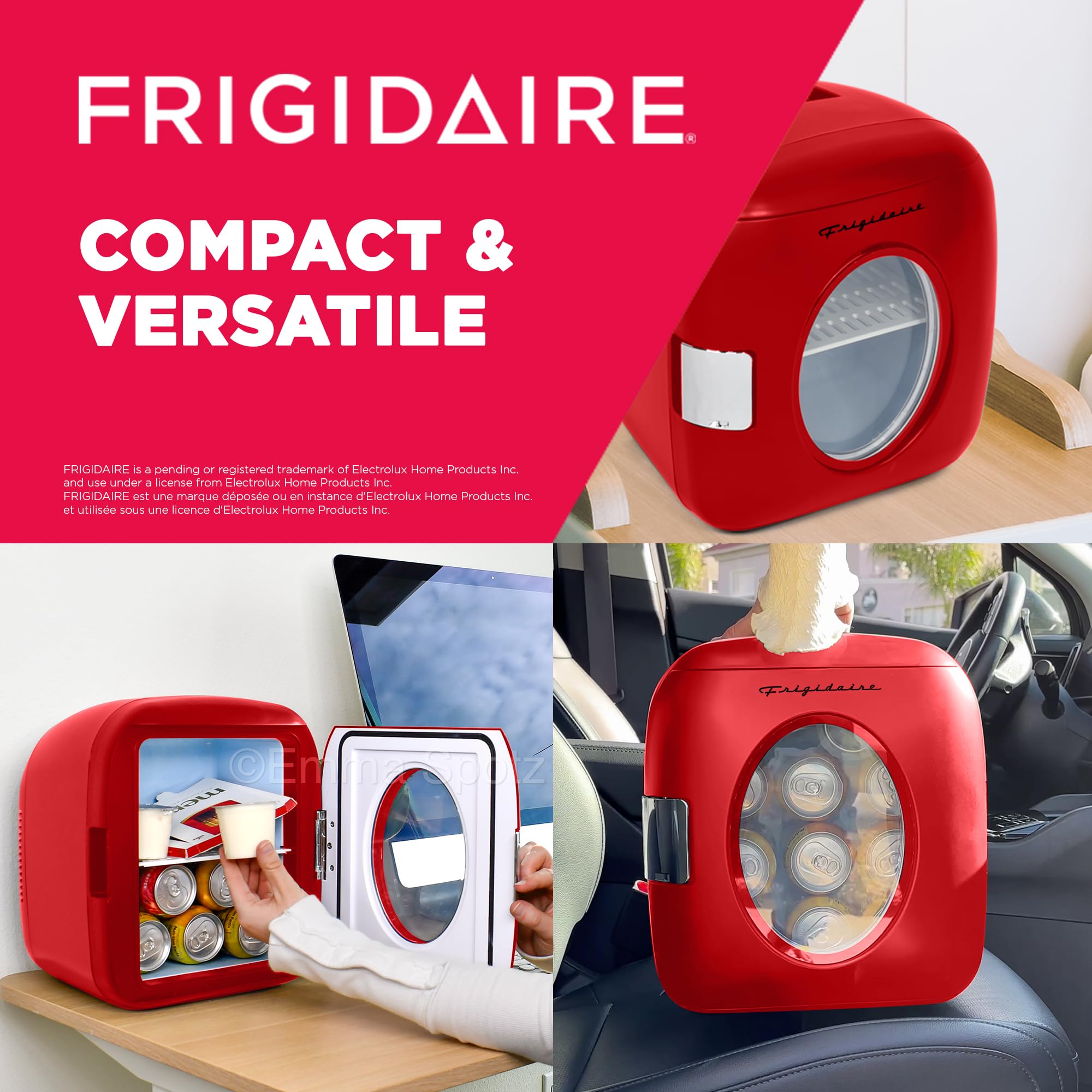 Frigidaire Efmis462-Red 12 Can Retro Mini Portable Personal Fridge/Cooler For Home, Office Or Dorm, Red