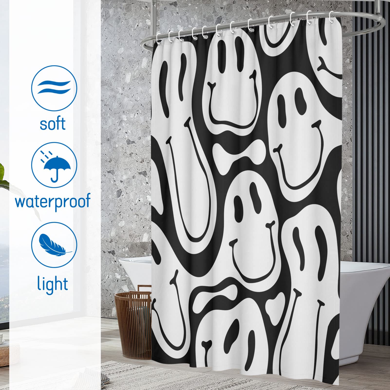 Watbro Retro Shower Curtain Set,60S 70S Vintage Waterproof Polyester Fabric Shower Curtain With Hooks,72 X72 Inches