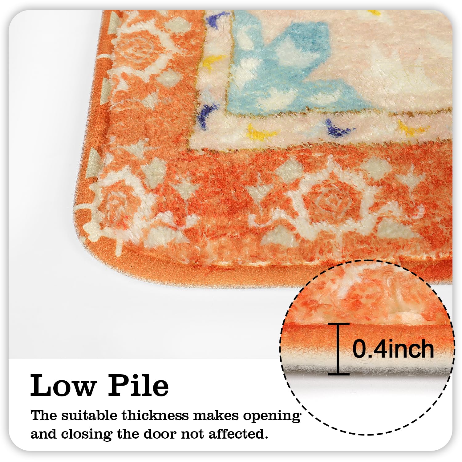Uphome Boho Tribal Bathroom Rugs Orange Cute Floral Bathroom Mat Non-Slip Machine Washable Bath Rug Soft Oriental Bath Mats For