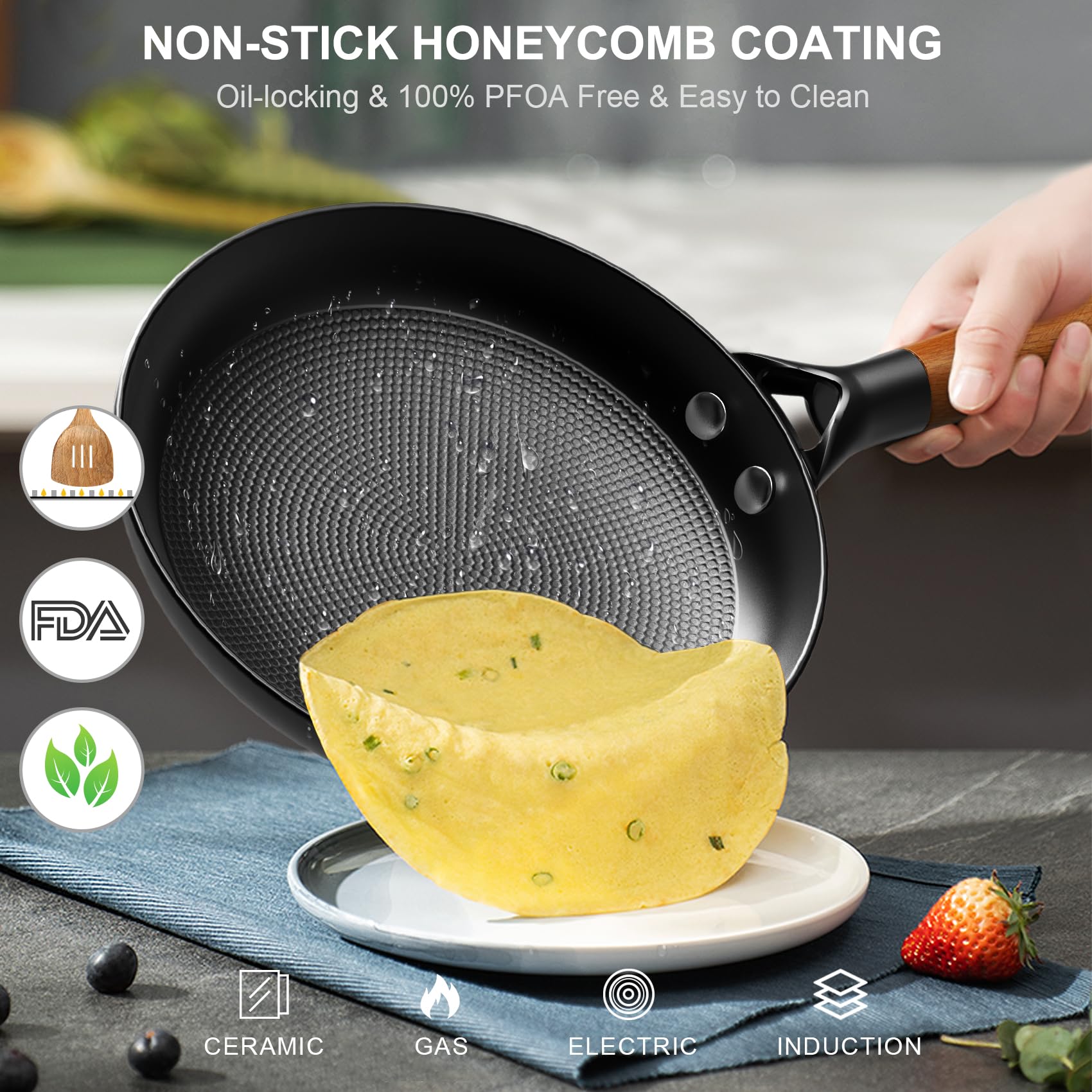 Lamfo Cast Iron Skillet, 8 Inch Non Stick Frying Pans With Removable Handle Skillet, Egg Pan Nonstick Cooking Pan, Oven Safe Dis
