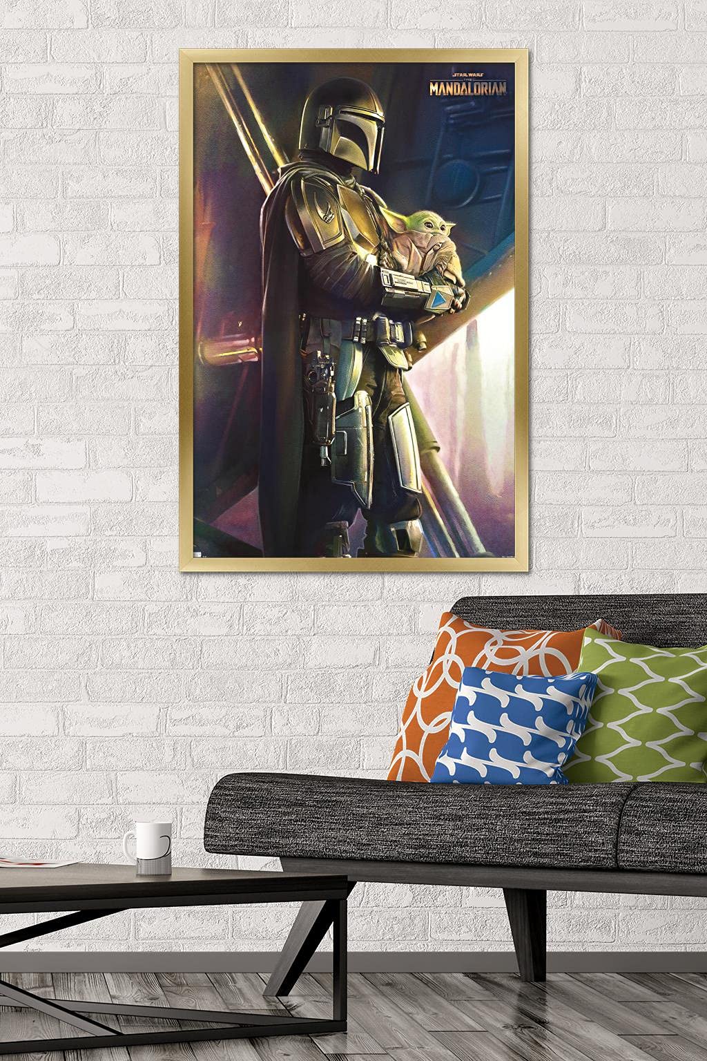 Trends International Star Wars: The Mandalorian - Held Wall Poster, 22.375'' X 34'', Gold Framed Version