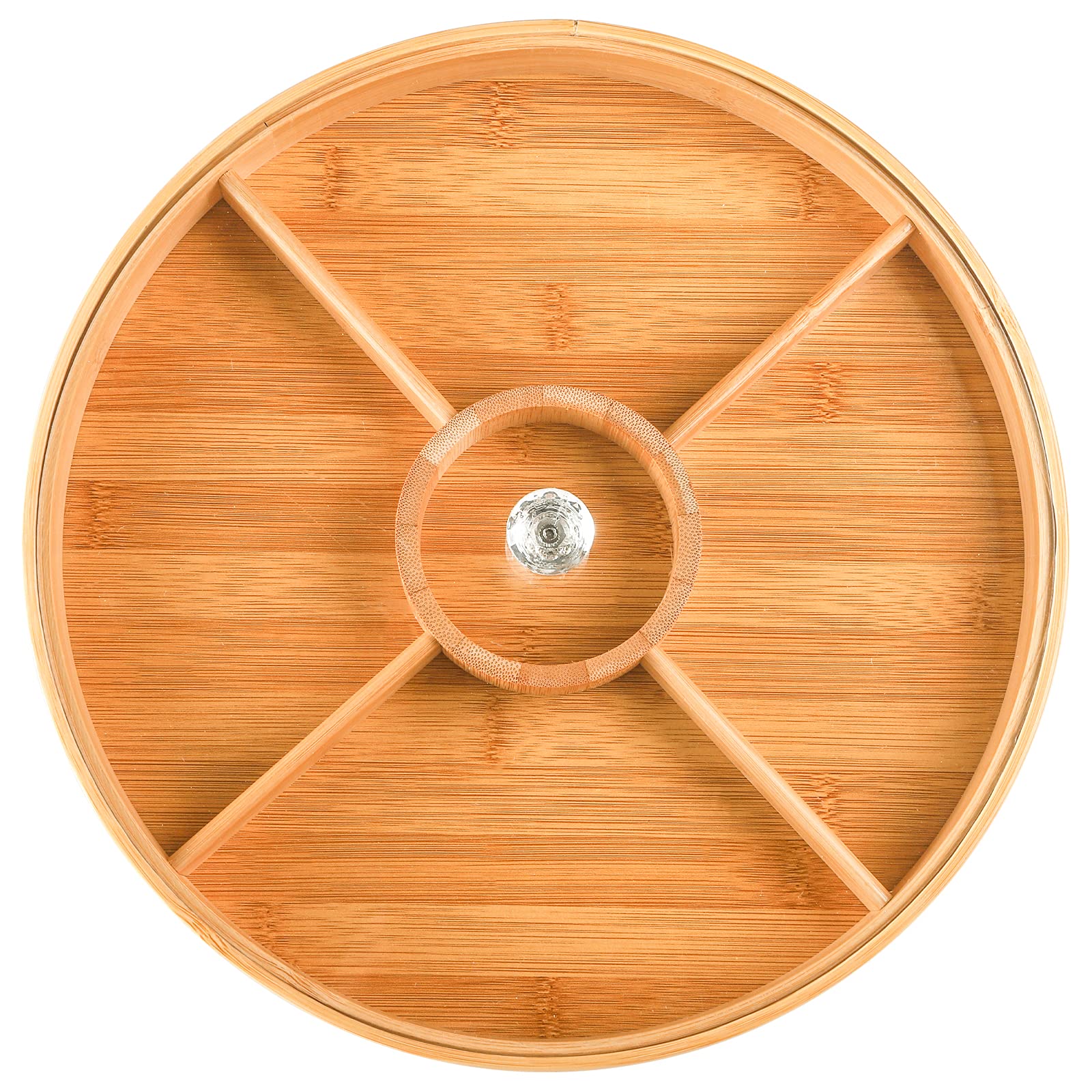Hedume Bamboo Nuts Storage Platter Tray, Food Serving Tray With 5 Dining Grids, 12 Inches Dessert Fruit Veggie Food Serve Plate