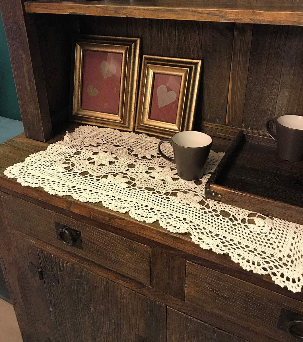 Janef Beige Handmade Crochet Cotton Table Runner Lace Doilies Doily Rectangle Dresser Scarves,16 By 28 Inches.