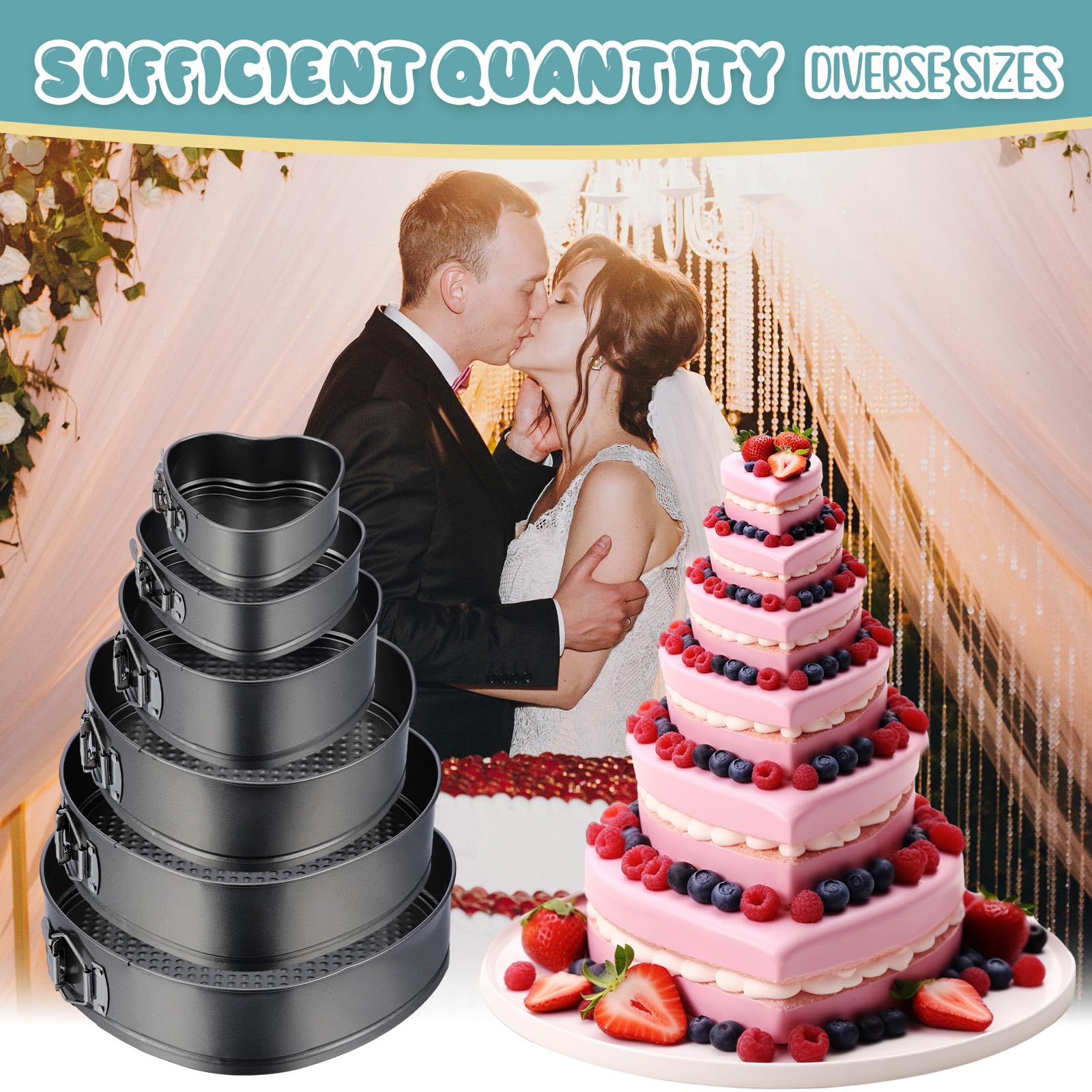 Zhehao 6 Pcs Heart Shape Cake Pans Heart Cake Mold 6 Cheesecake Molds Diverse Sizes Nonstick Springform Cheesecake Pan Set Heart